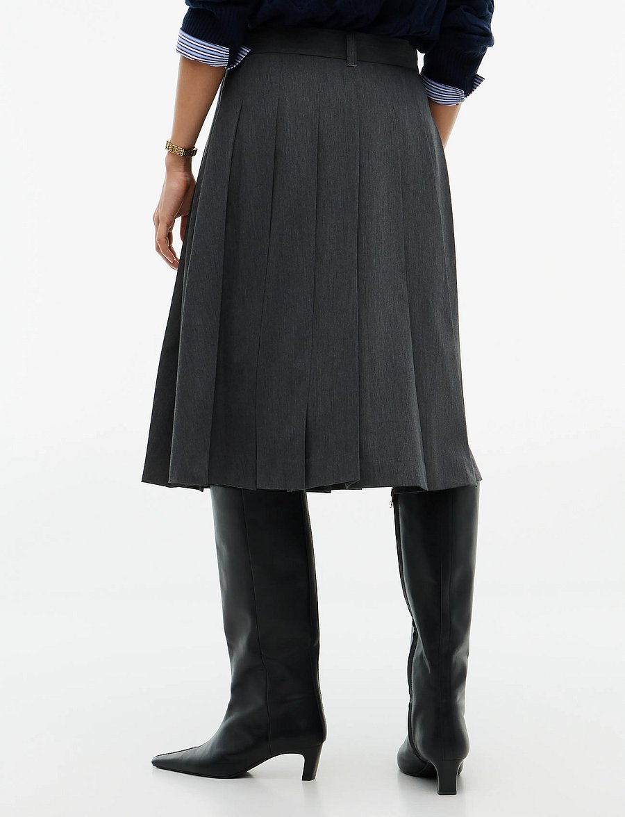 Tommy Hilfiger - VISCOSE KNIFE PLEAT KNEE SKIRT - plisserade kjolar - medium grey heather - 2