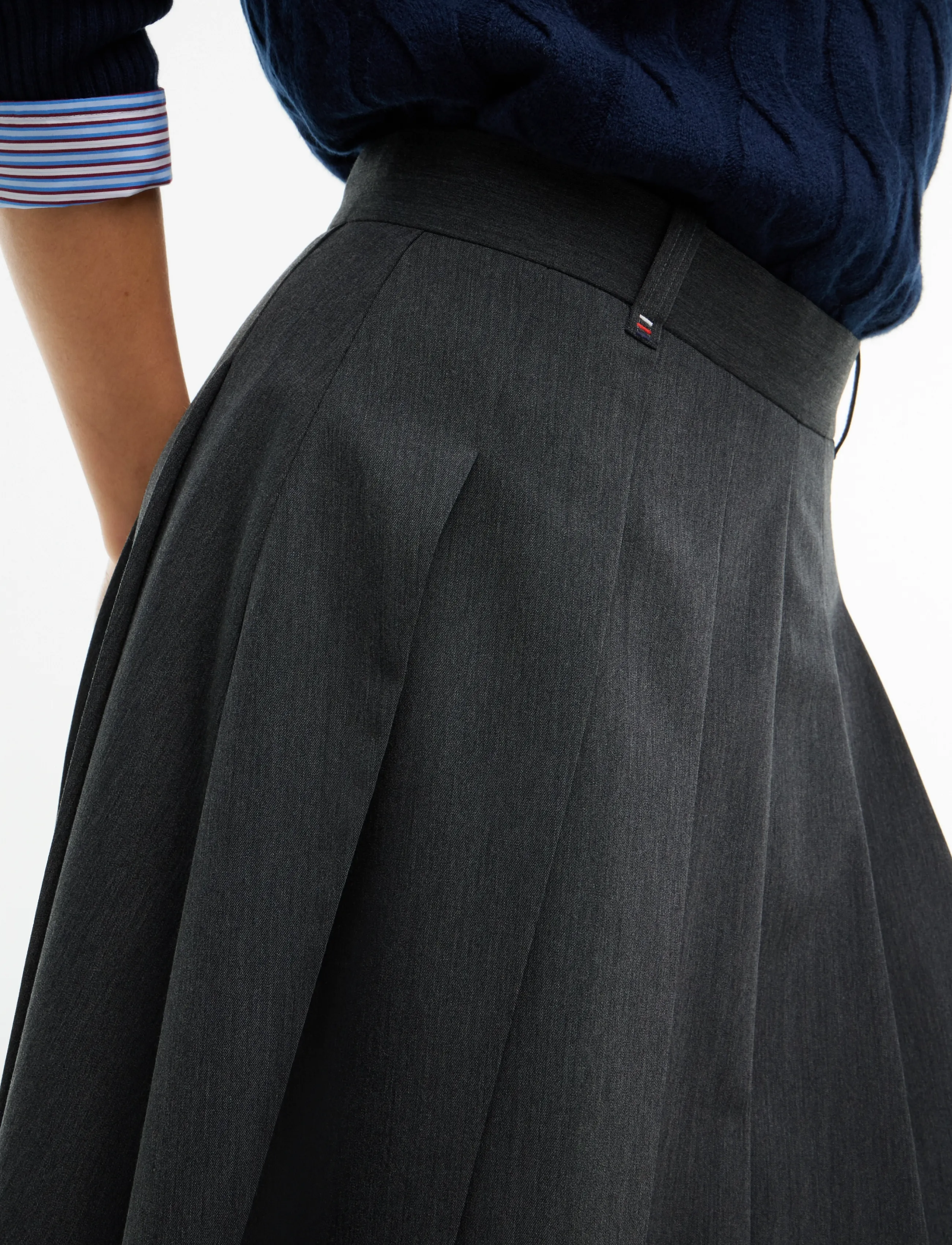 Tommy Hilfiger - VISCOSE KNIFE PLEAT KNEE SKIRT - medium grey heather - 5