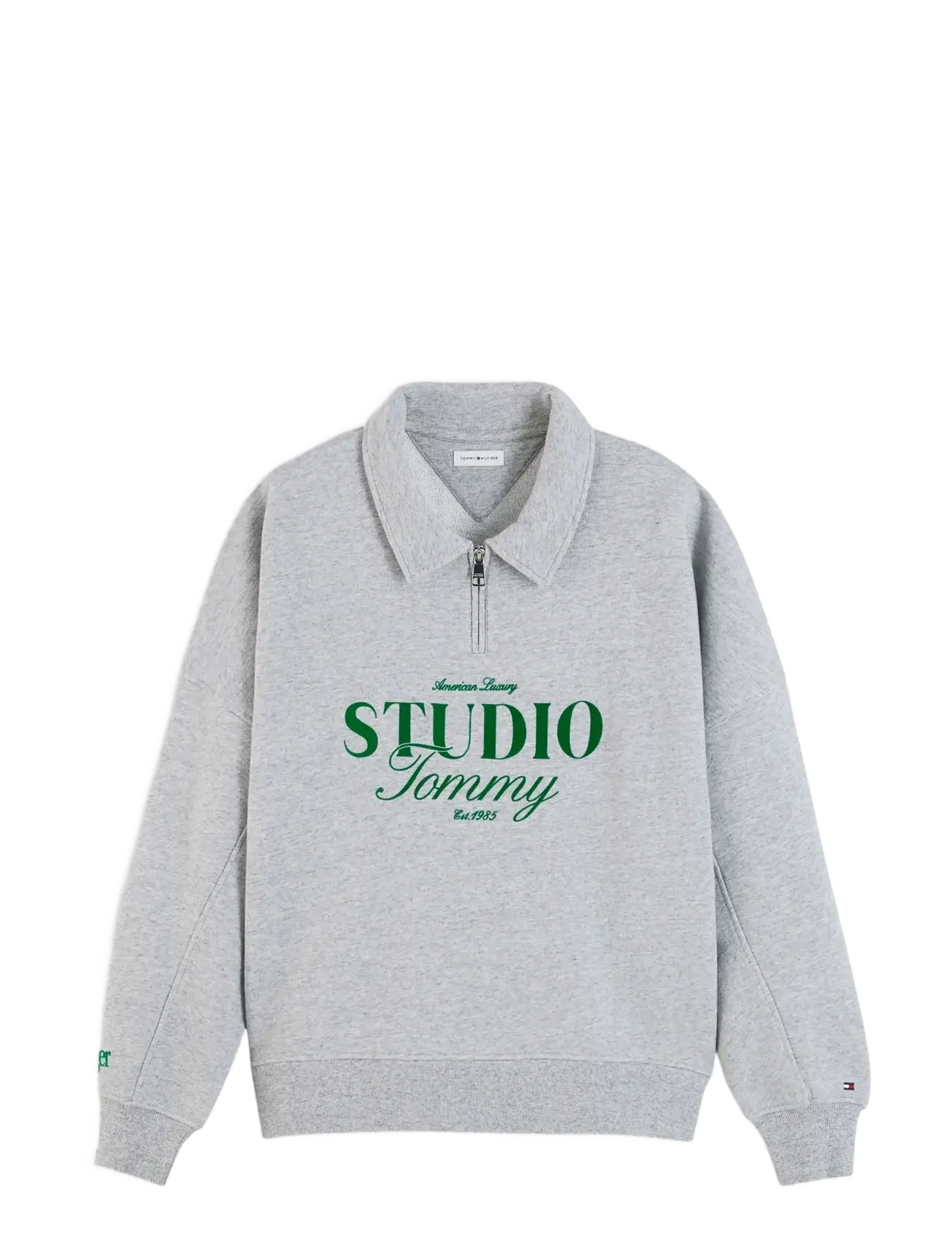 Tommy Hilfiger STUDIO TOMMY HALF-ZIP POLO SWT - Summer in the city - LIGHT GREY HTR / grey