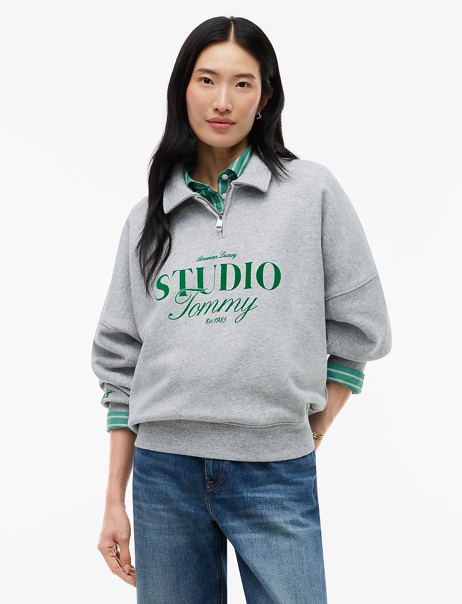 Tommy Hilfiger - STUDIO TOMMY HALF-ZIP POLO SWT - everyday style - light grey htr - 0