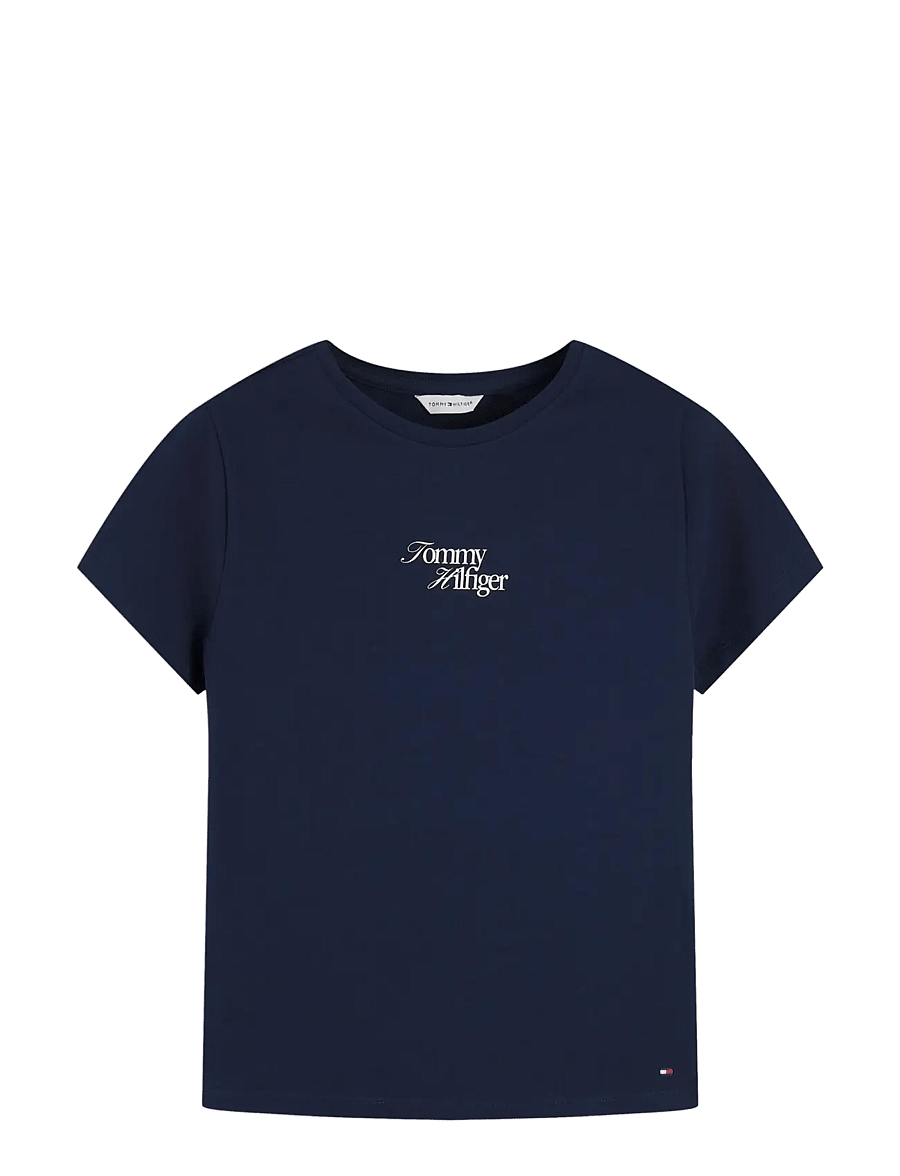 Tommy Hilfiger - SCRIPT NEW SLIM C-NK S/S TSHIRT - t-shirts - dark blue - 1
