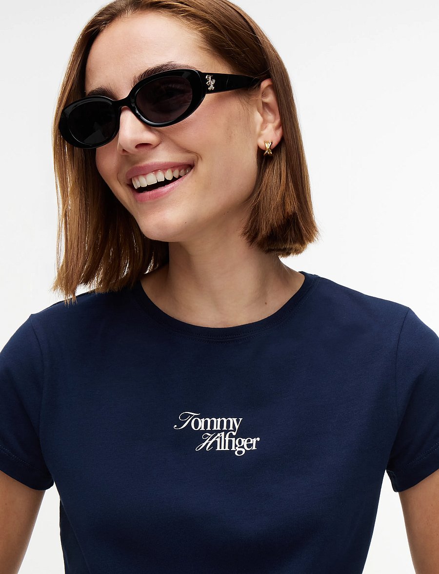 Tommy Hilfiger - SCRIPT NEW SLIM C-NK S/S TSHIRT - t-shirts - dark blue - 3