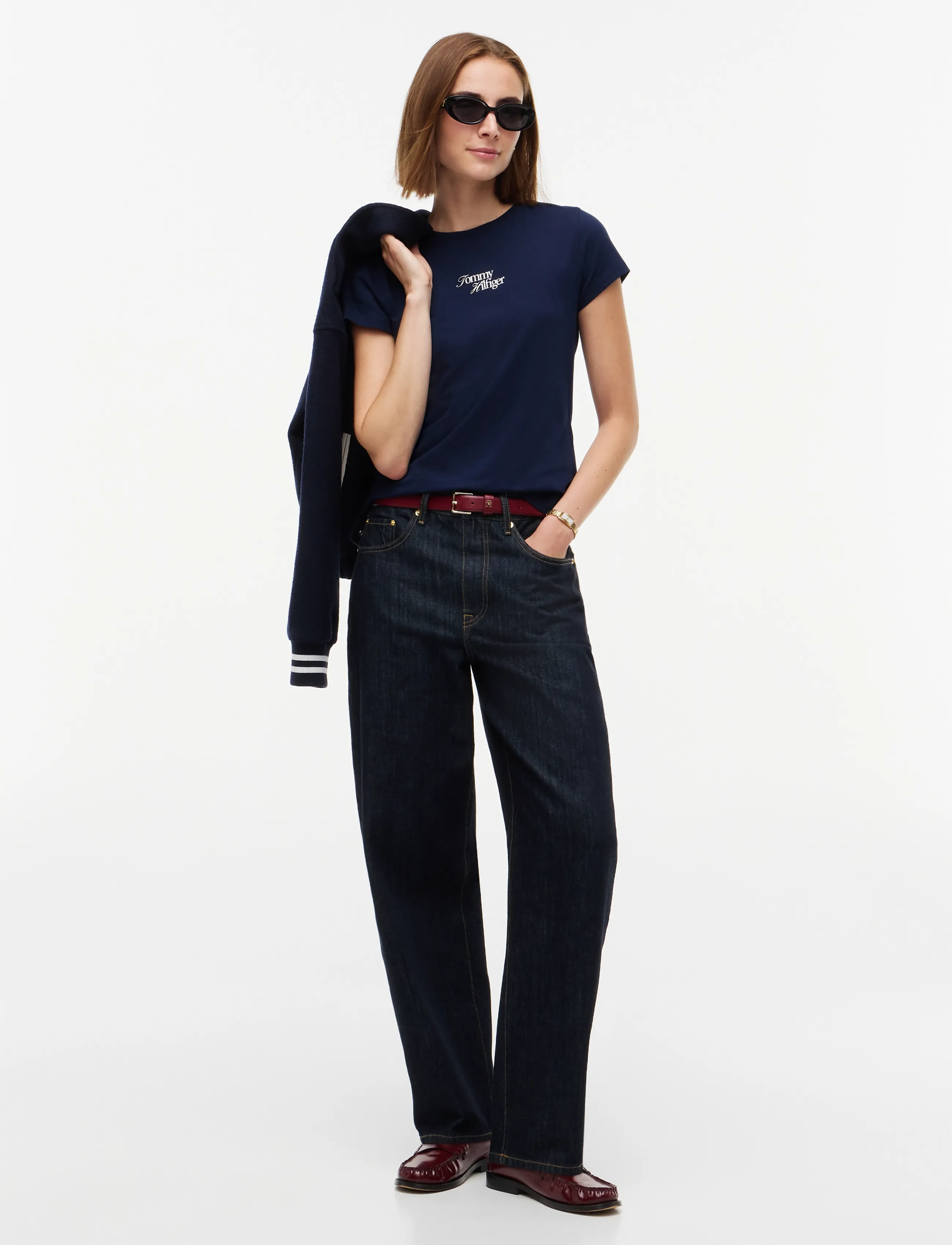 Tommy Hilfiger - SCRIPT NEW SLIM C-NK S/S TSHIRT - t-shirts - dark blue - 4