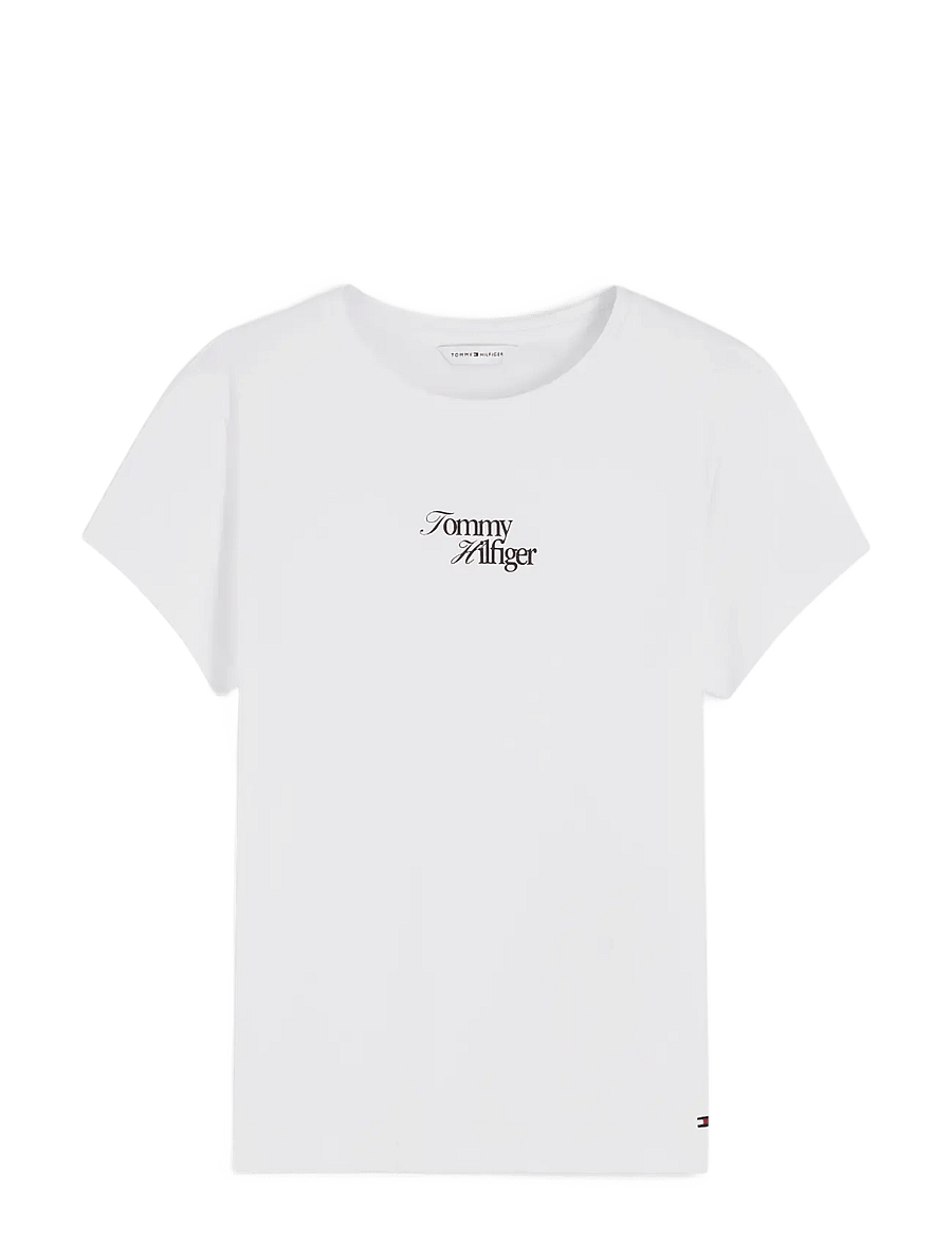 Tommy Hilfiger - SCRIPT NEW SLIM C-NK S/S TSHIRT - t-särgid - ecru - 1