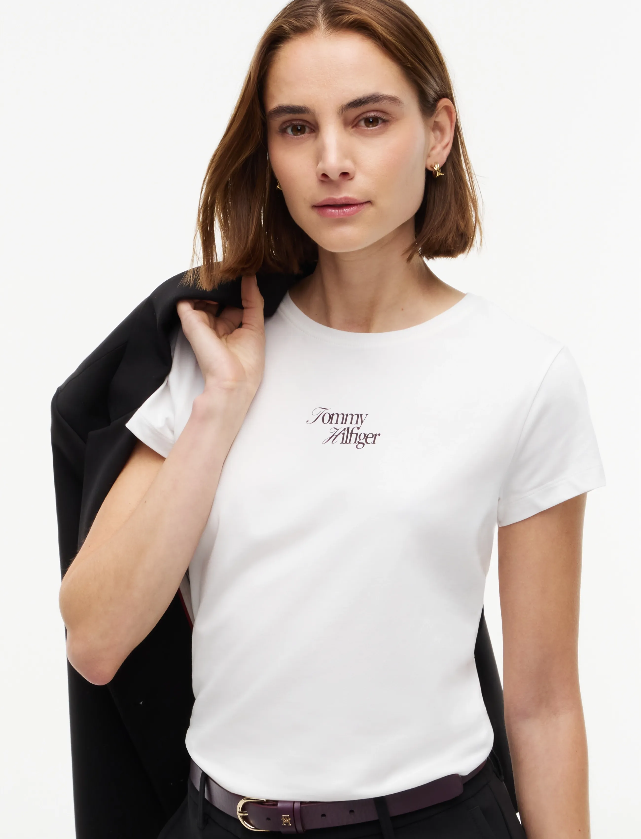 Tommy Hilfiger - SCRIPT NEW SLIM C-NK S/S TSHIRT - t-shirts - ecru - 3