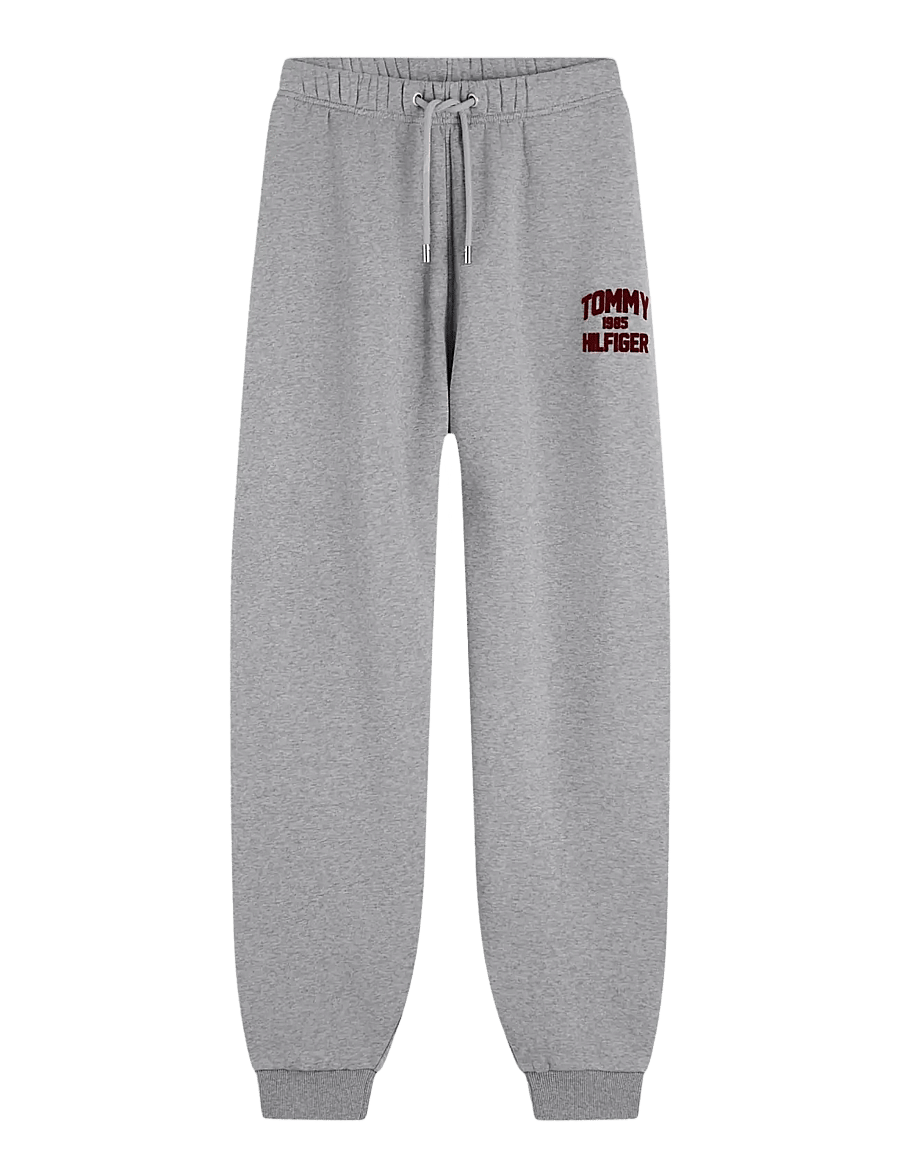 Tommy Hilfiger - VARSITY FLOCK CUFF MR SWTPANTS - sweatpants - medium grey heather - 1
