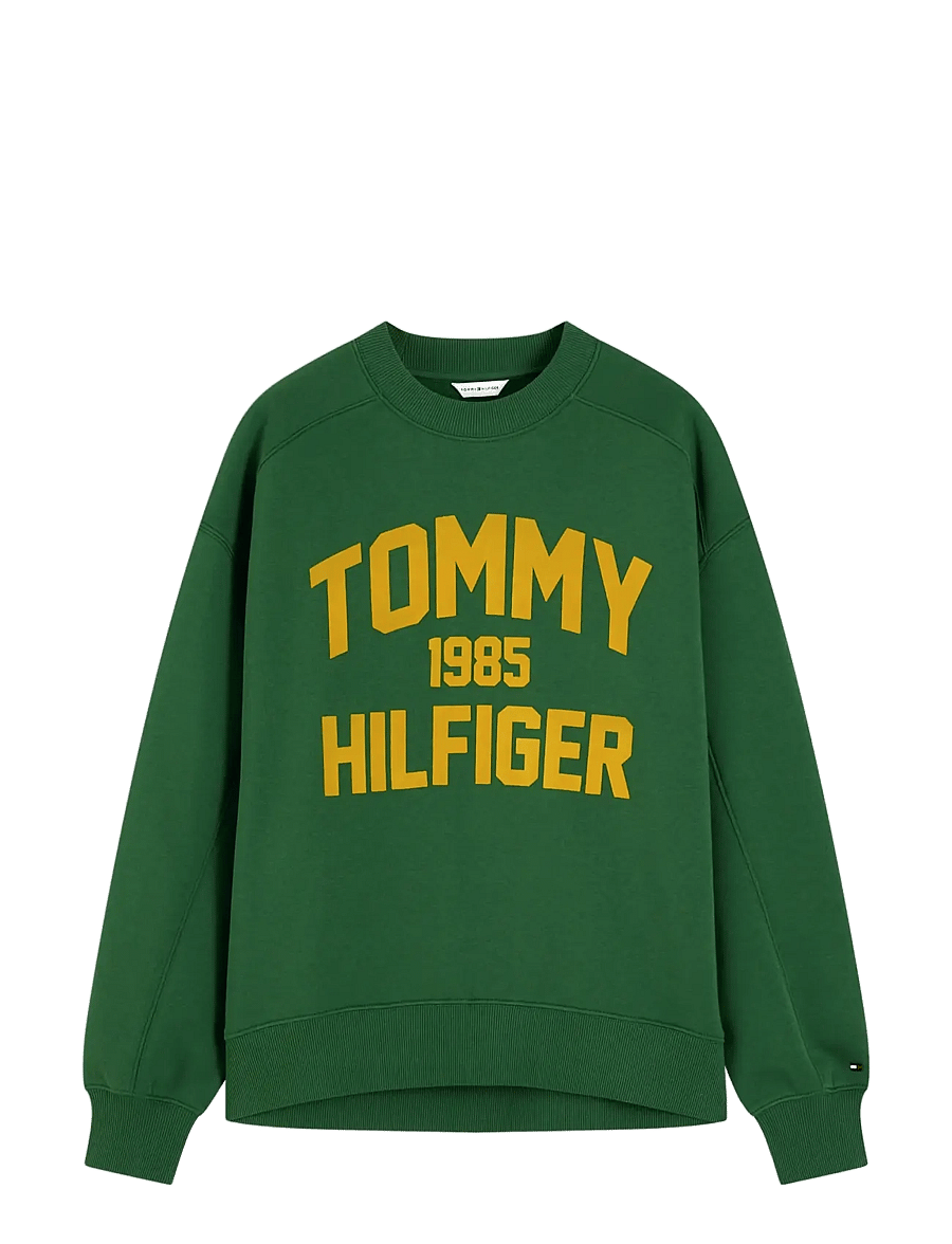 Tommy Hilfiger - VARSITY FLOCK RLXD SWT - sweatshirts - deep evergreen - 1