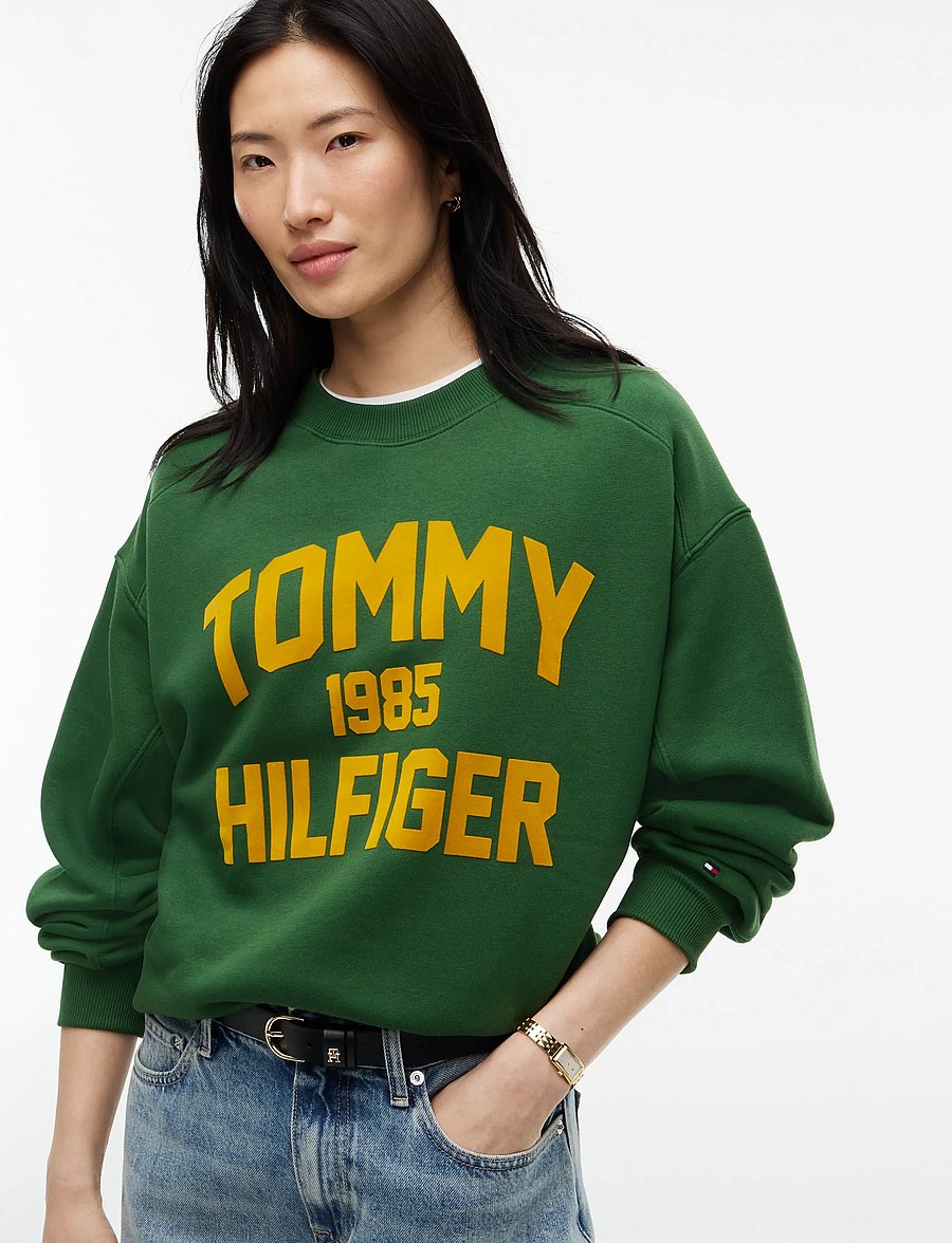 Tommy Hilfiger - VARSITY FLOCK RLXD SWT - sweatshirts - deep evergreen - 3