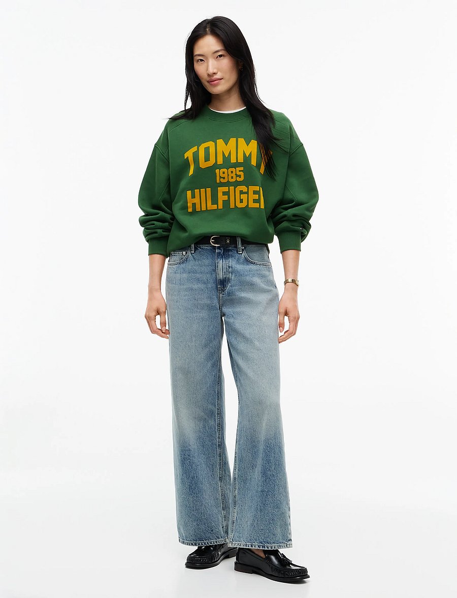 Tommy Hilfiger - VARSITY FLOCK RLXD SWT - sweatshirts - deep evergreen - 4