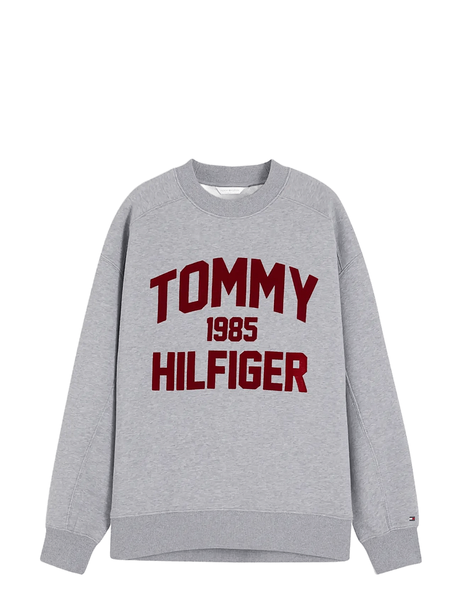 Tommy Hilfiger - VARSITY FLOCK RLXD SWT - sweatshirts - medium grey heather - 1