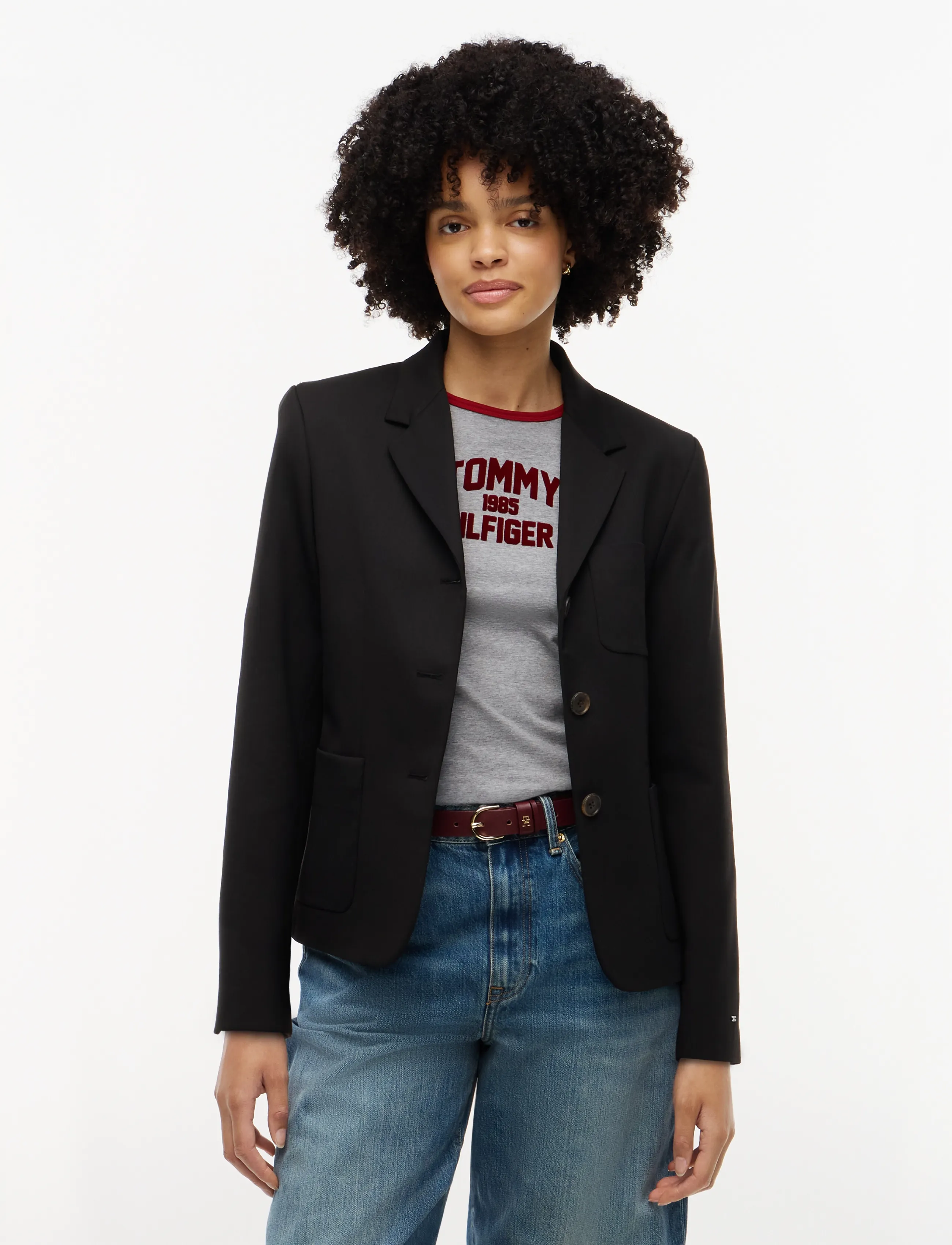 Tommy Hilfiger Timeless Wool 3 Button Blazer, 34, Black, Blazere > Enkeltradede Blazere, Dame