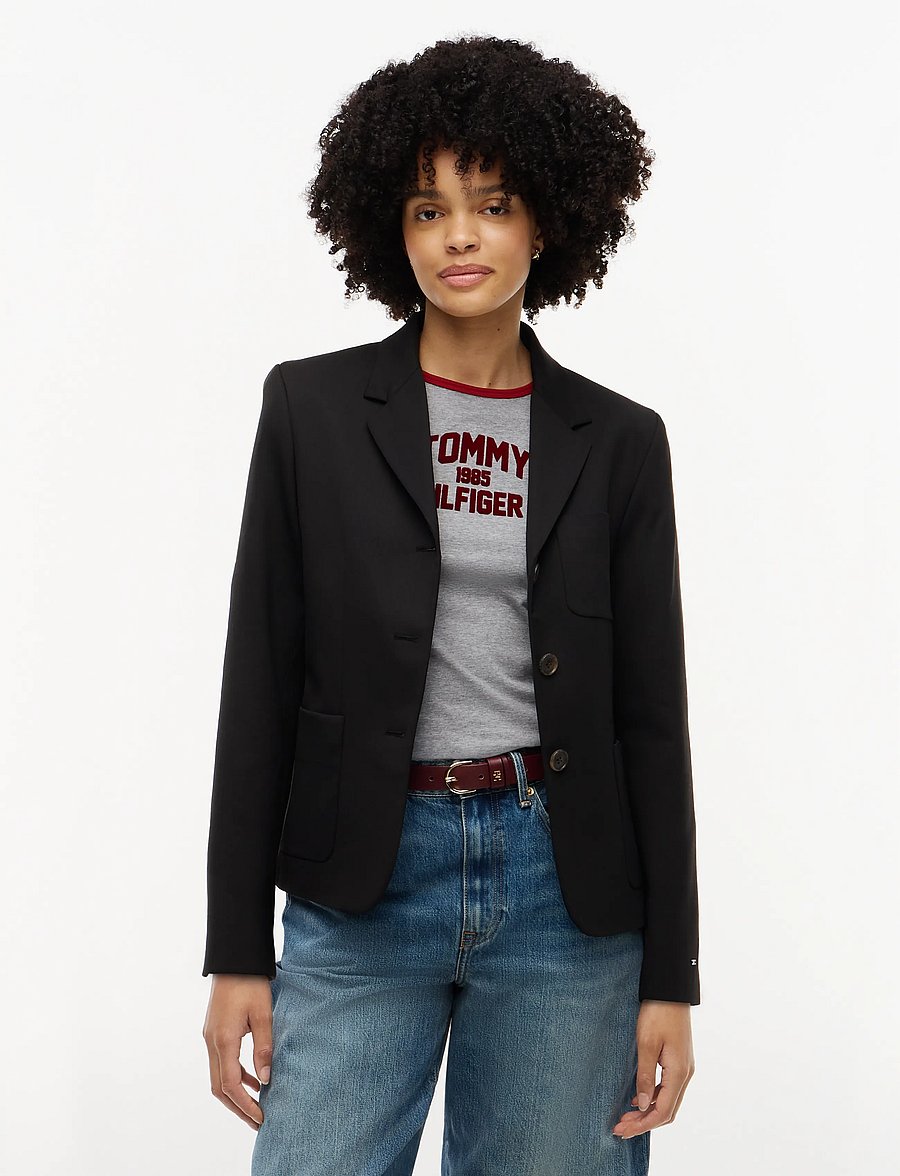 Tommy Hilfiger - TIMELESS WOOL 3 BUTTON BLAZER - enkelknäppta kavajer - black - 0