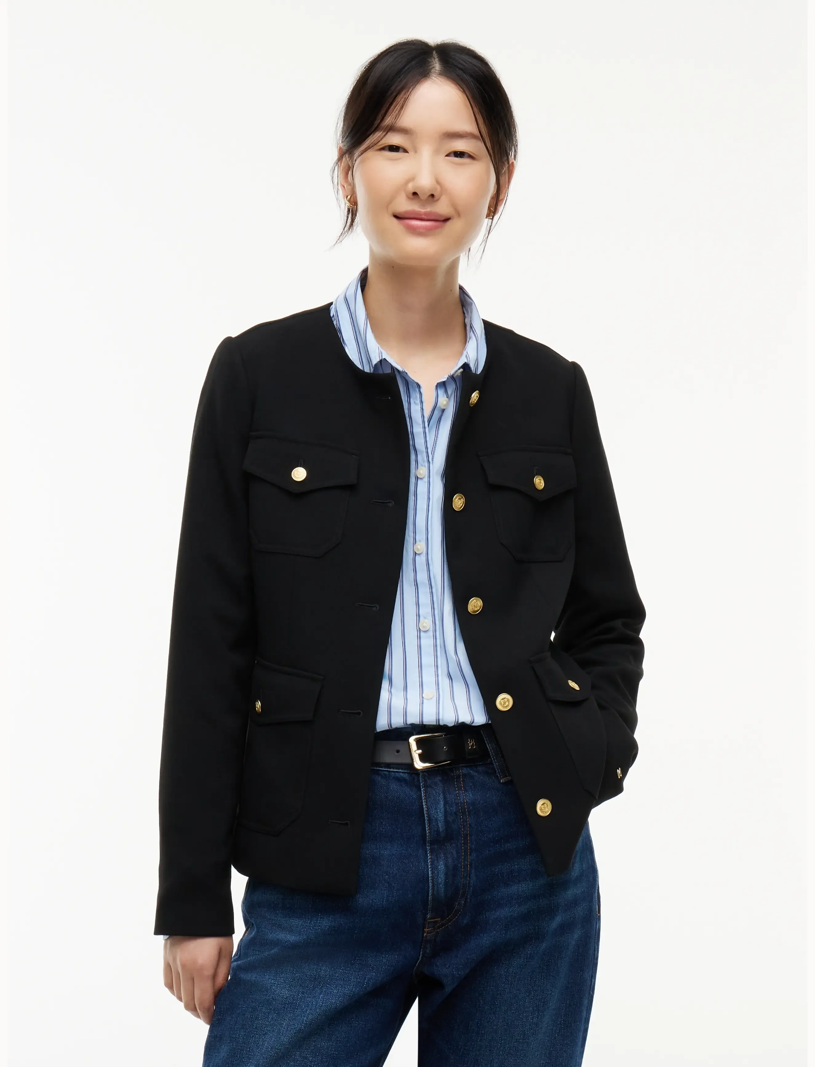 Tommy Hilfiger Punto Gold Button Slim Jacket, 42, Blazer, Schwarz - Single Breasted Frauen