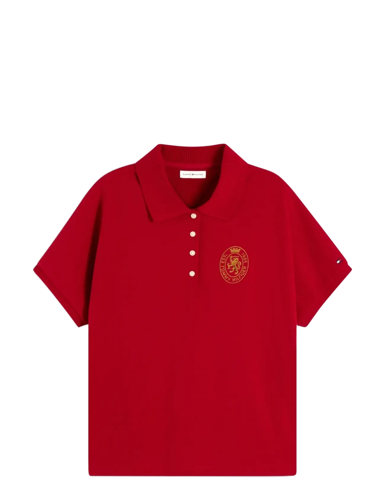 Tommy Hilfiger GOLD CREST REG S/S POLO - Tøj - MEDIUM RED / red