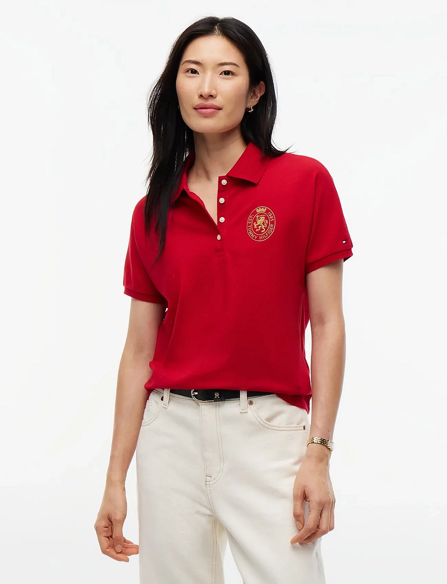 Tommy Hilfiger - GOLD CREST REG S/S POLO - poloshirts - medium red - 0