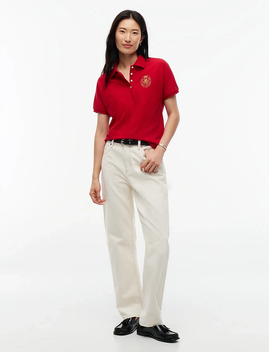 Tommy Hilfiger - GOLD CREST REG S/S POLO - poloshirts - medium red - 4