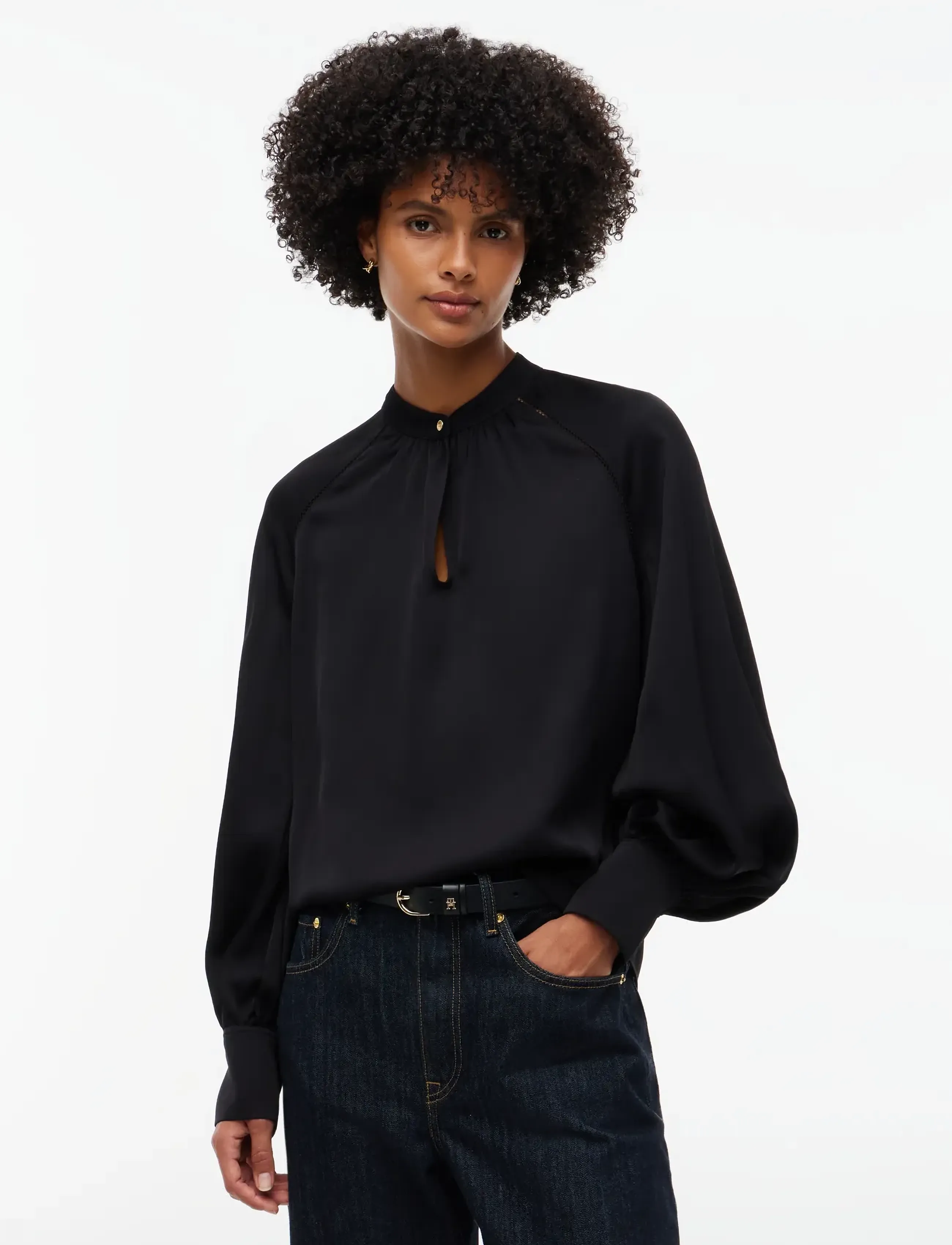 Tommy Hilfiger FEM FLUID LS BLOUSE - Langärmelige Blusen - BLACK / black