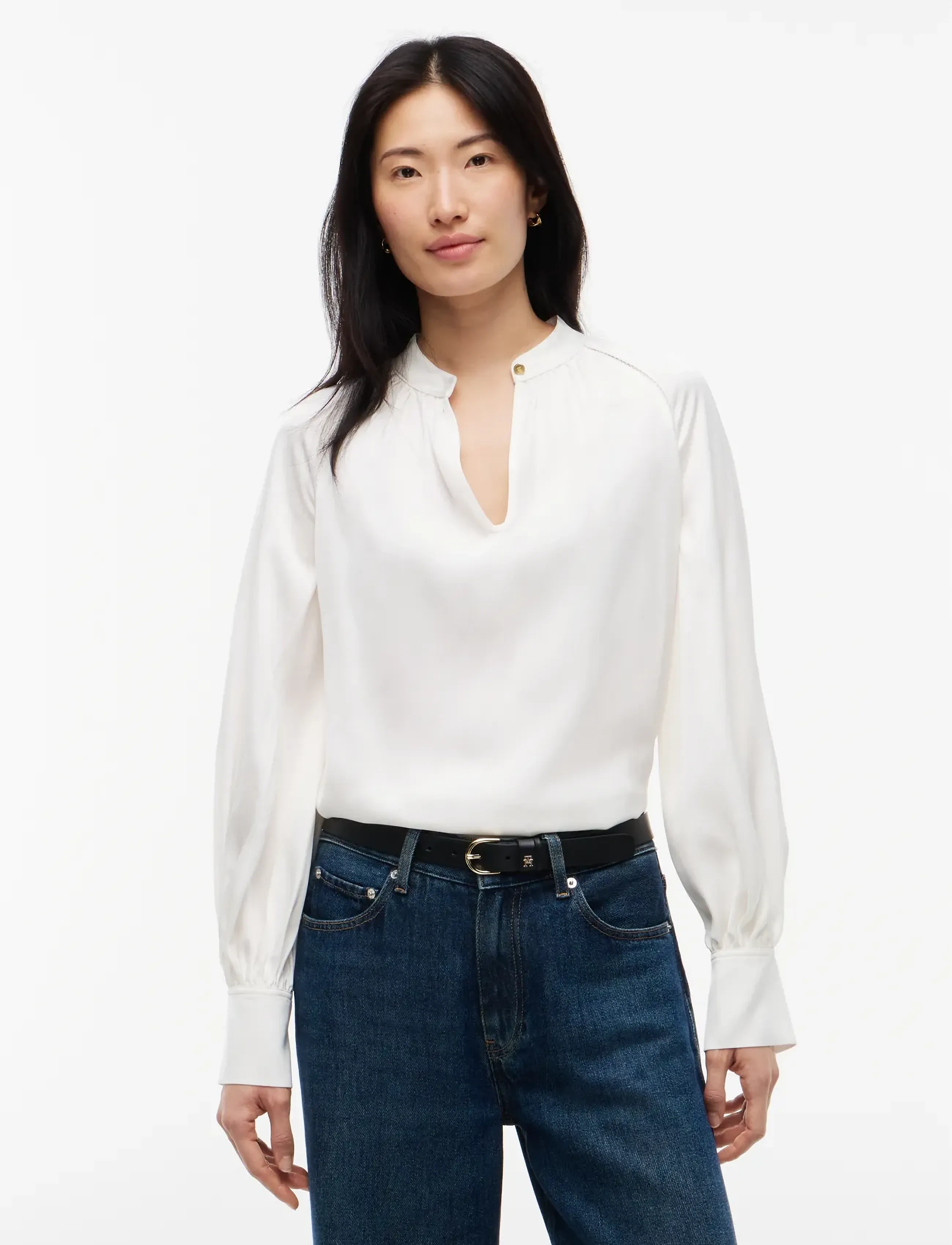 Tommy Hilfiger - FEM FLUID LS BLOUSE - ivory silk - 0