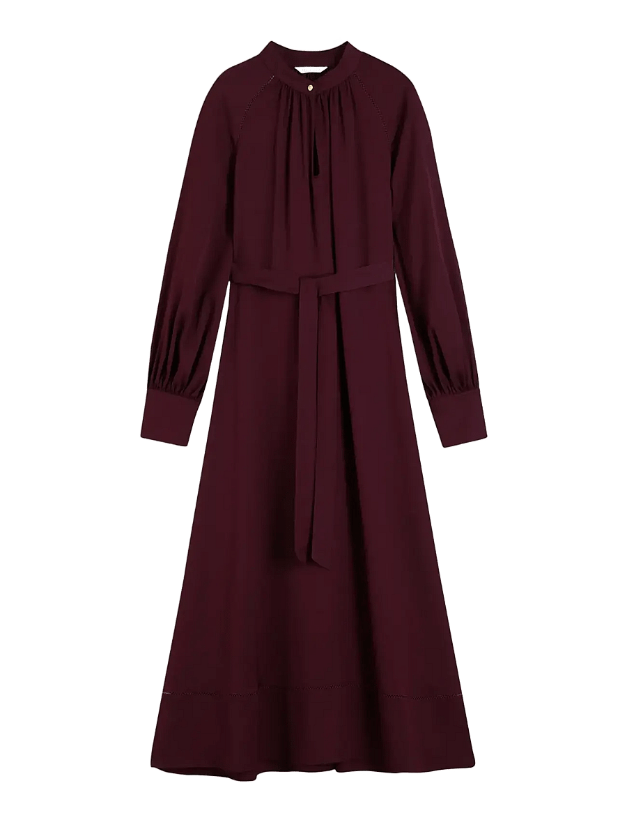 Tommy Hilfiger - FEM FLUID LS MIDI DRESS - midi kjoler - deep burgundy - 1