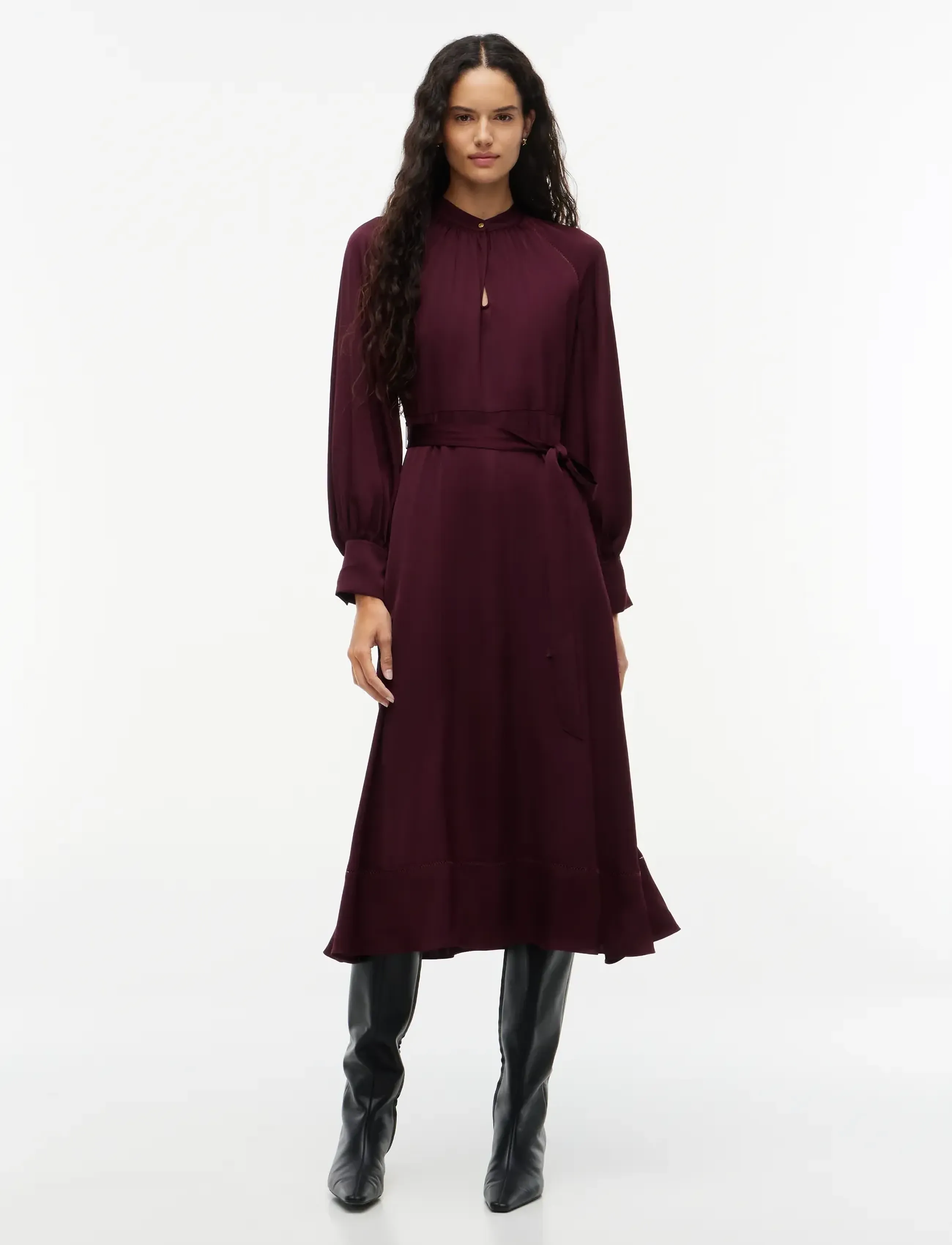 Fem Fluid Ls Midi Dress