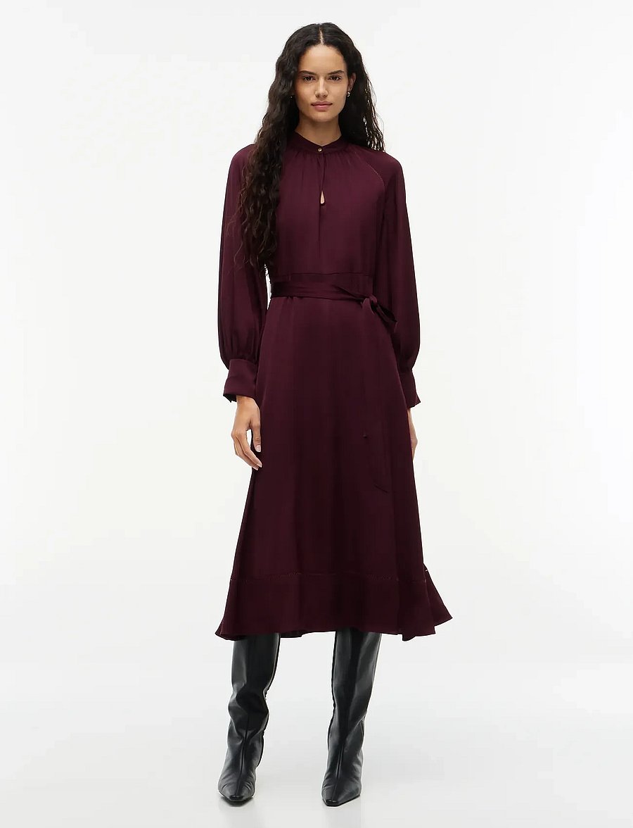 Tommy Hilfiger - FEM FLUID LS MIDI DRESS - midi kjoler - deep burgundy - 0
