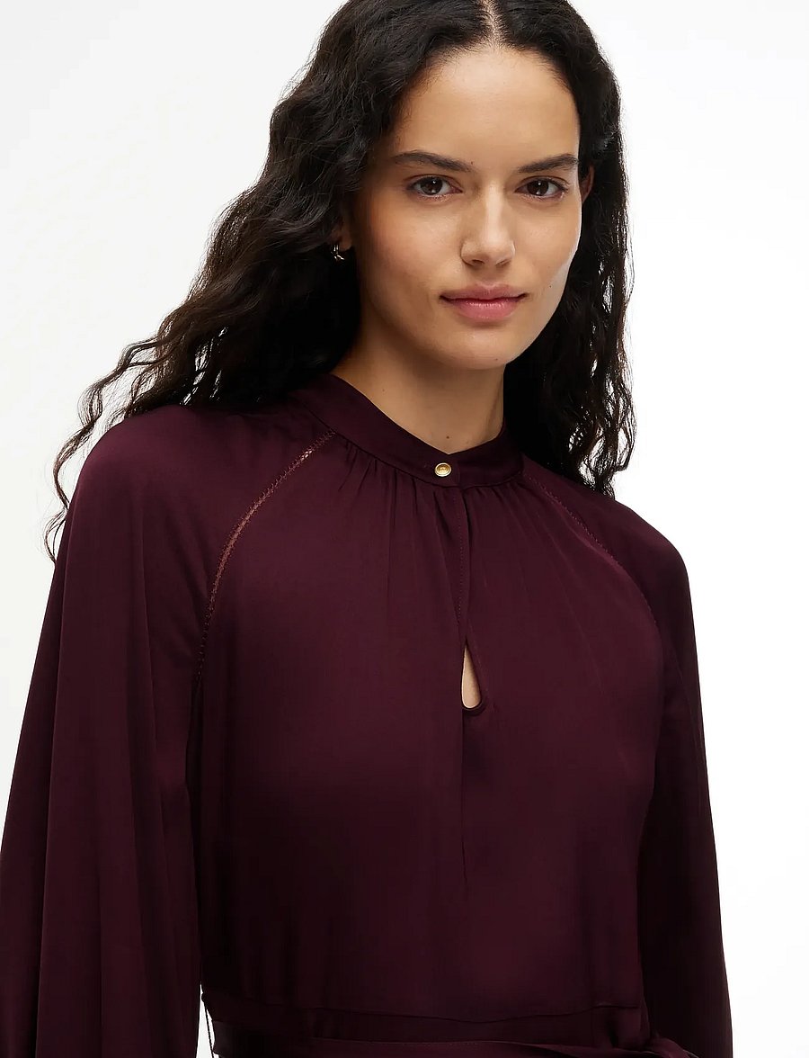 Tommy Hilfiger - FEM FLUID LS MIDI DRESS - midi kjoler - deep burgundy - 2
