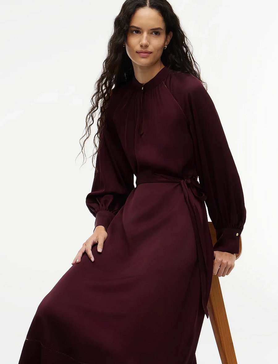 Tommy Hilfiger - FEM FLUID LS MIDI DRESS - midi kjoler - deep burgundy - 3
