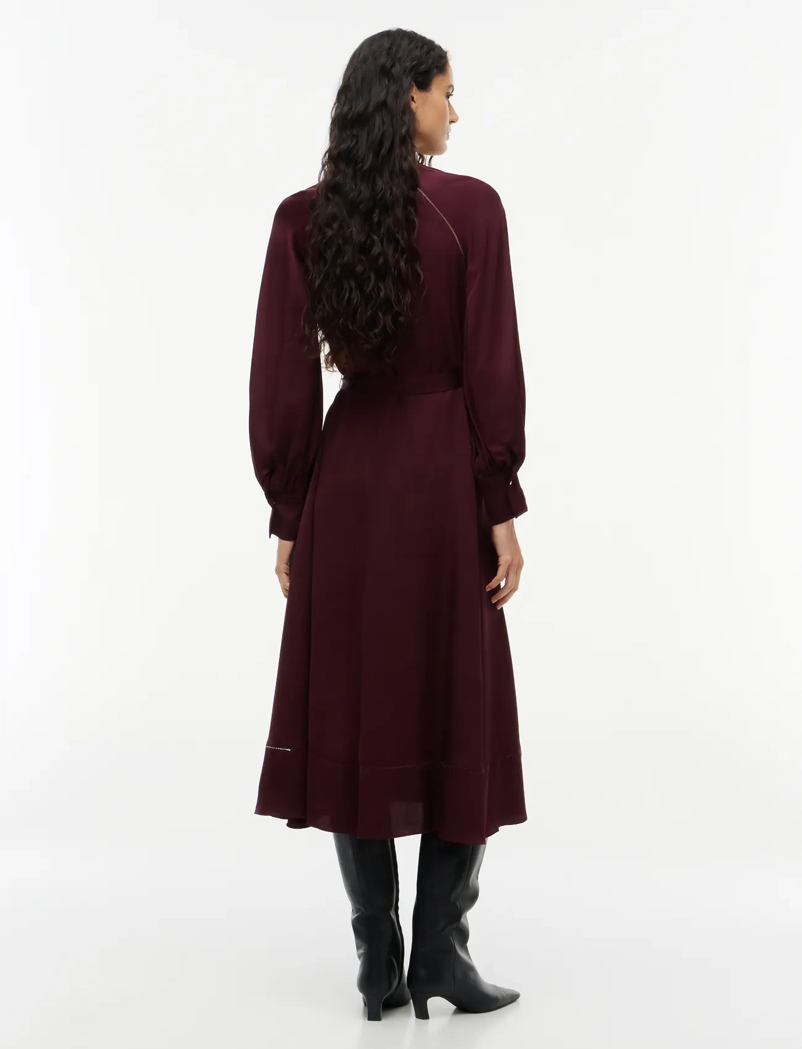 Tommy Hilfiger - FEM FLUID LS MIDI DRESS - midi kjoler - deep burgundy - 4