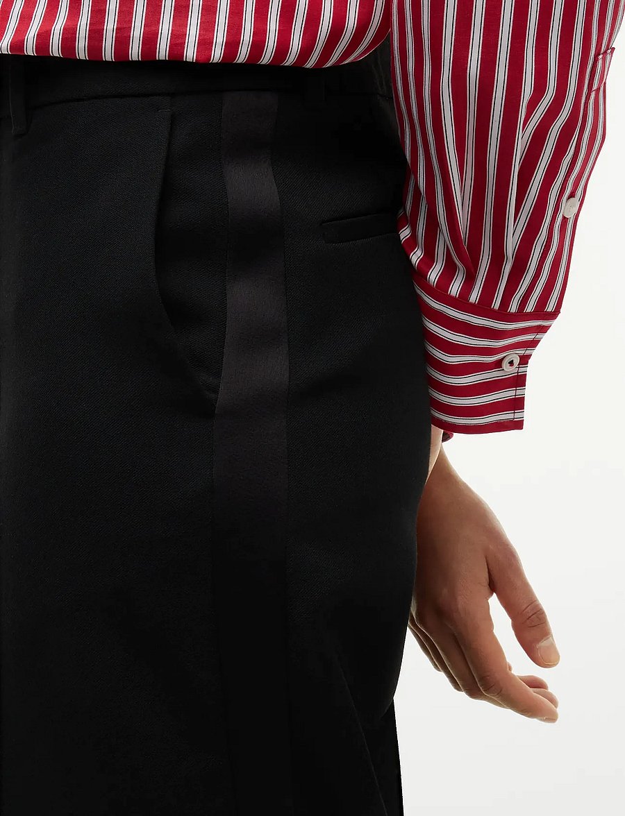 Tommy Hilfiger - TUXEDO WIDE STRAIGHT PANT - tailored trousers - black - 5