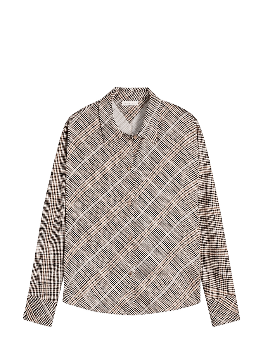 Tommy Hilfiger - PRT FLUID LS SHIRT - long-sleeved shirts - small brown check - 1