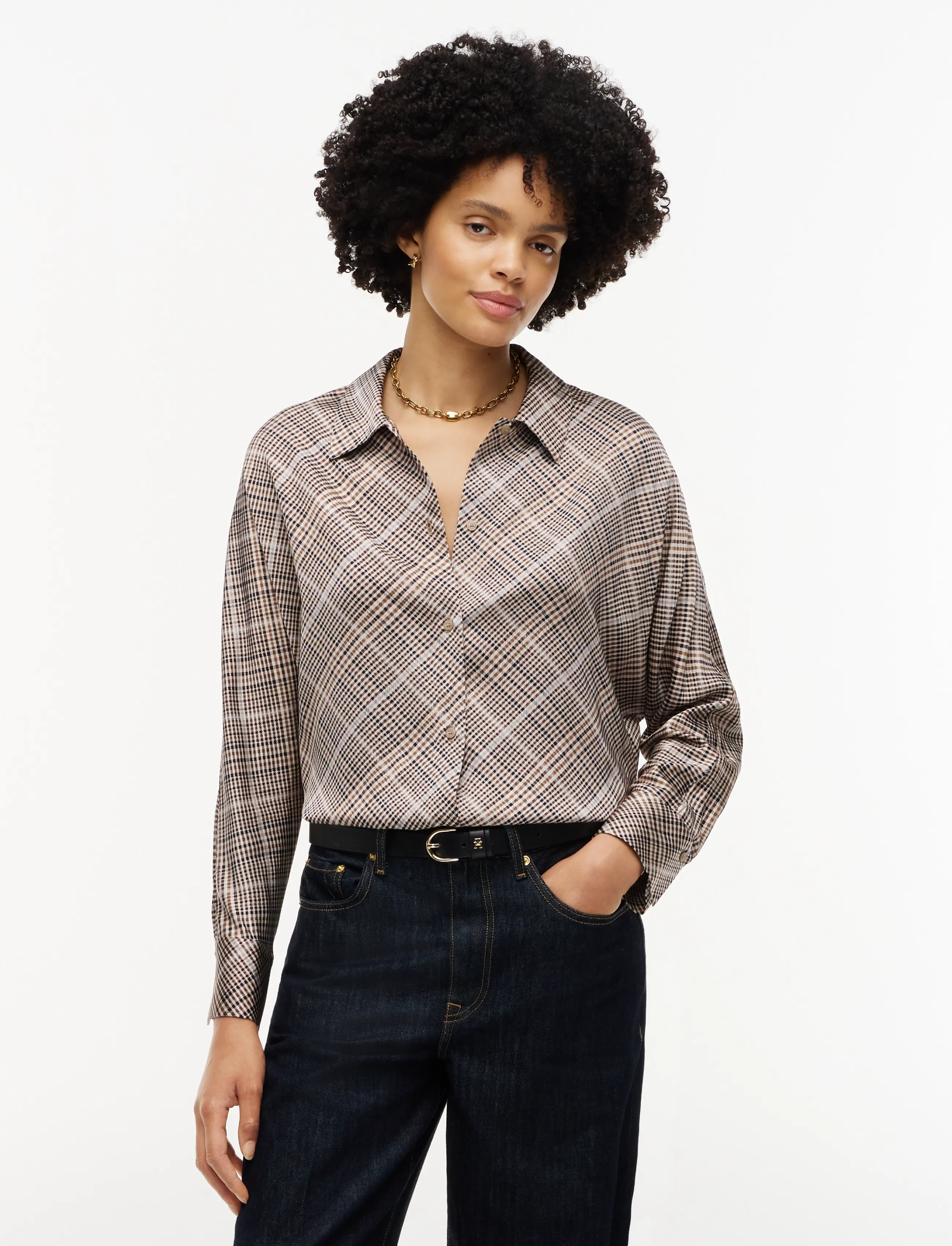Tommy Hilfiger PRT FLUID LS SHIRT - Hemden - SMALL BROWN CHECK / brown