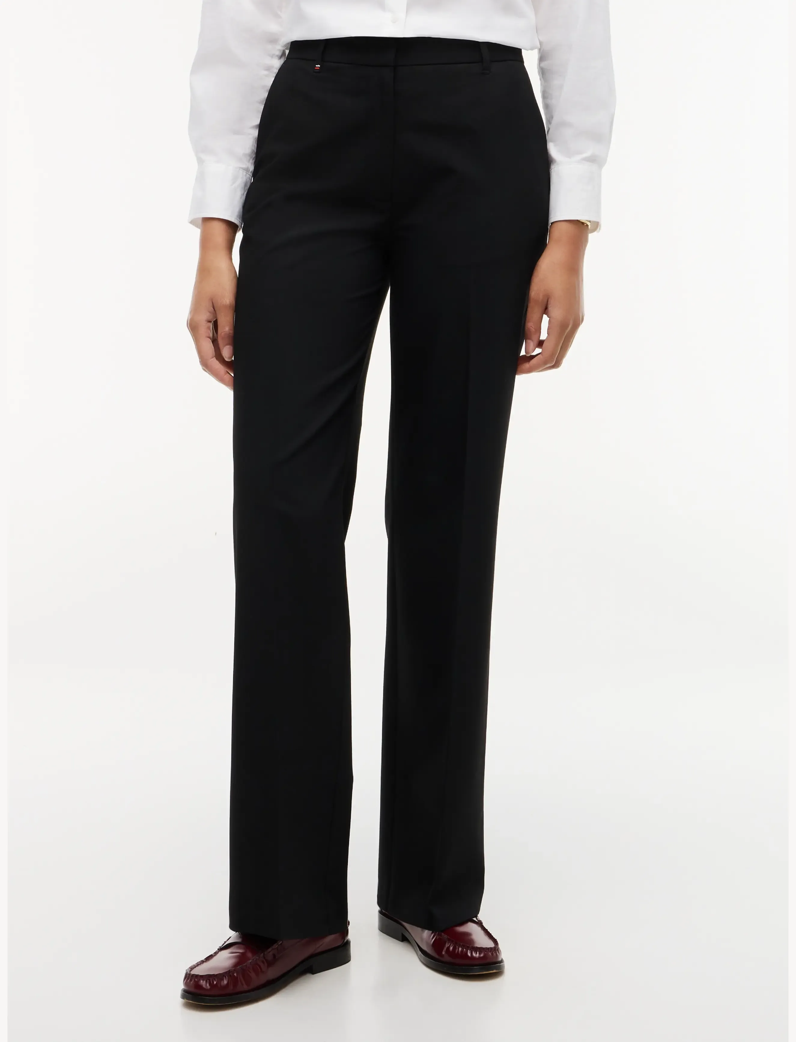 Tommy Hilfiger VISCOSE BLEND STRAIGHT PANT - Kollektioner - BLACK / black