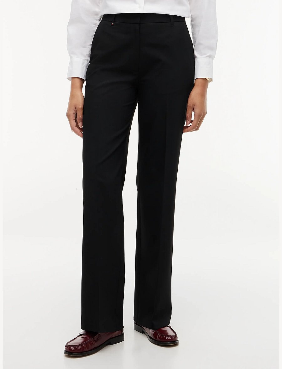 Tommy Hilfiger - VISCOSE BLEND STRAIGHT PANT - straight leg trousers - black - 0