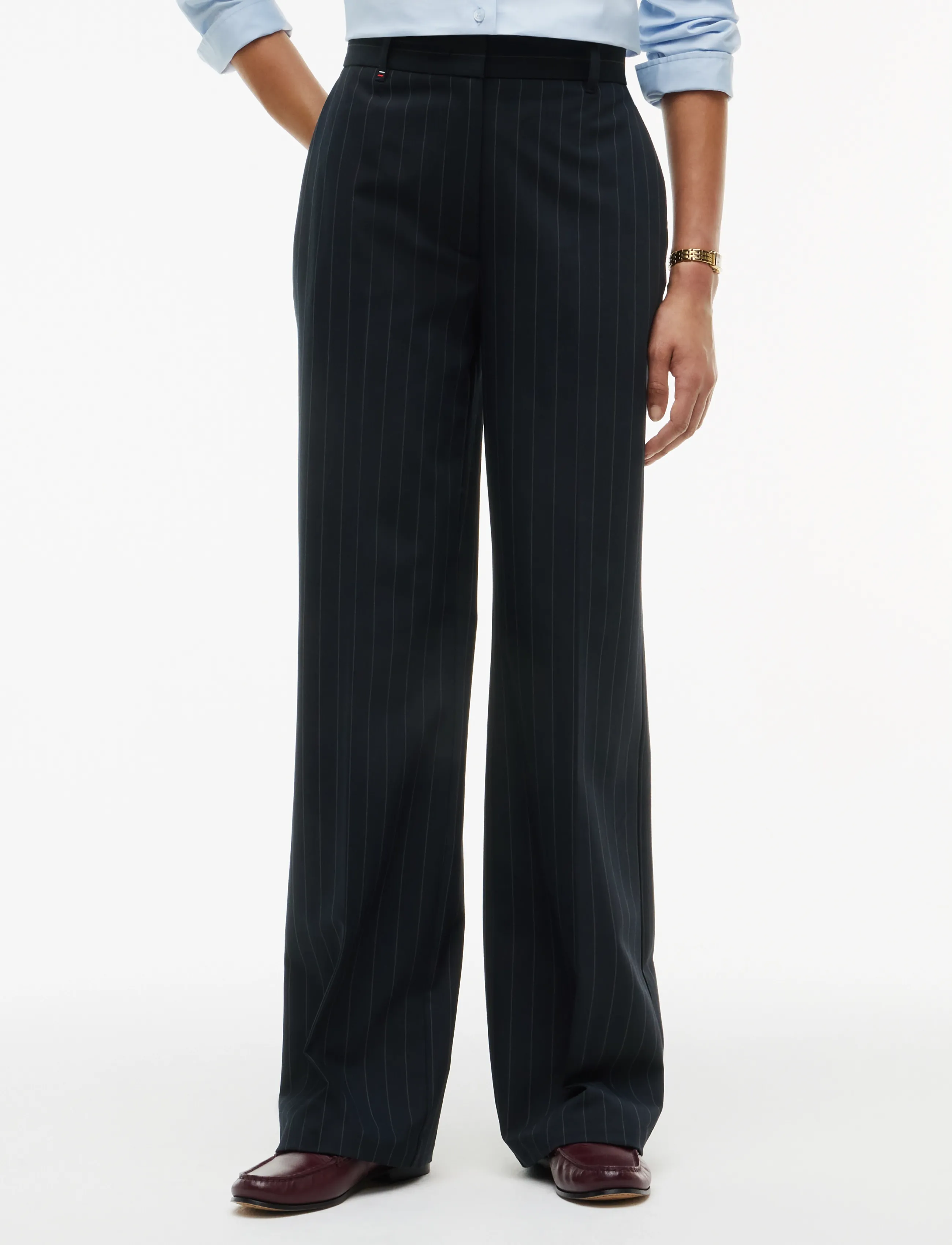 Tommy Hilfiger - VISCOSE BLEND STRAIGHT PANT - straight leg trousers - navy pinstripe - 3