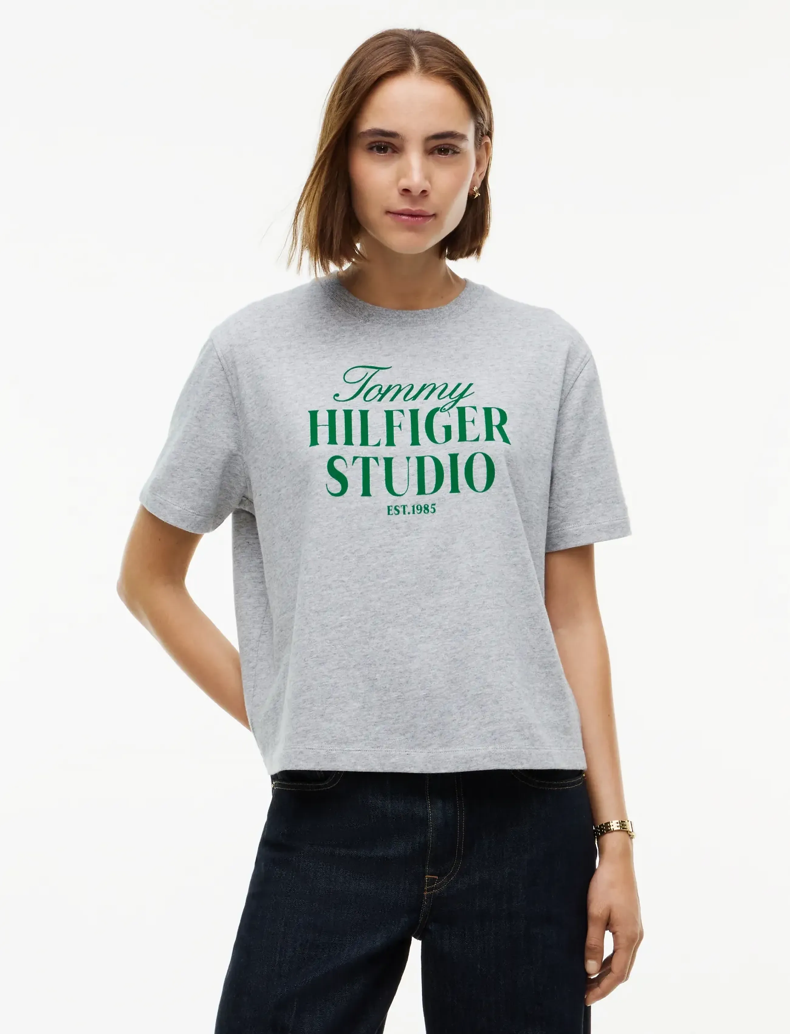 Tommy Hilfiger STUDIO TOMMY C-NK RLXD S/S TEE - Tommy Hilfiger - LIGHT GREY HTR / grey