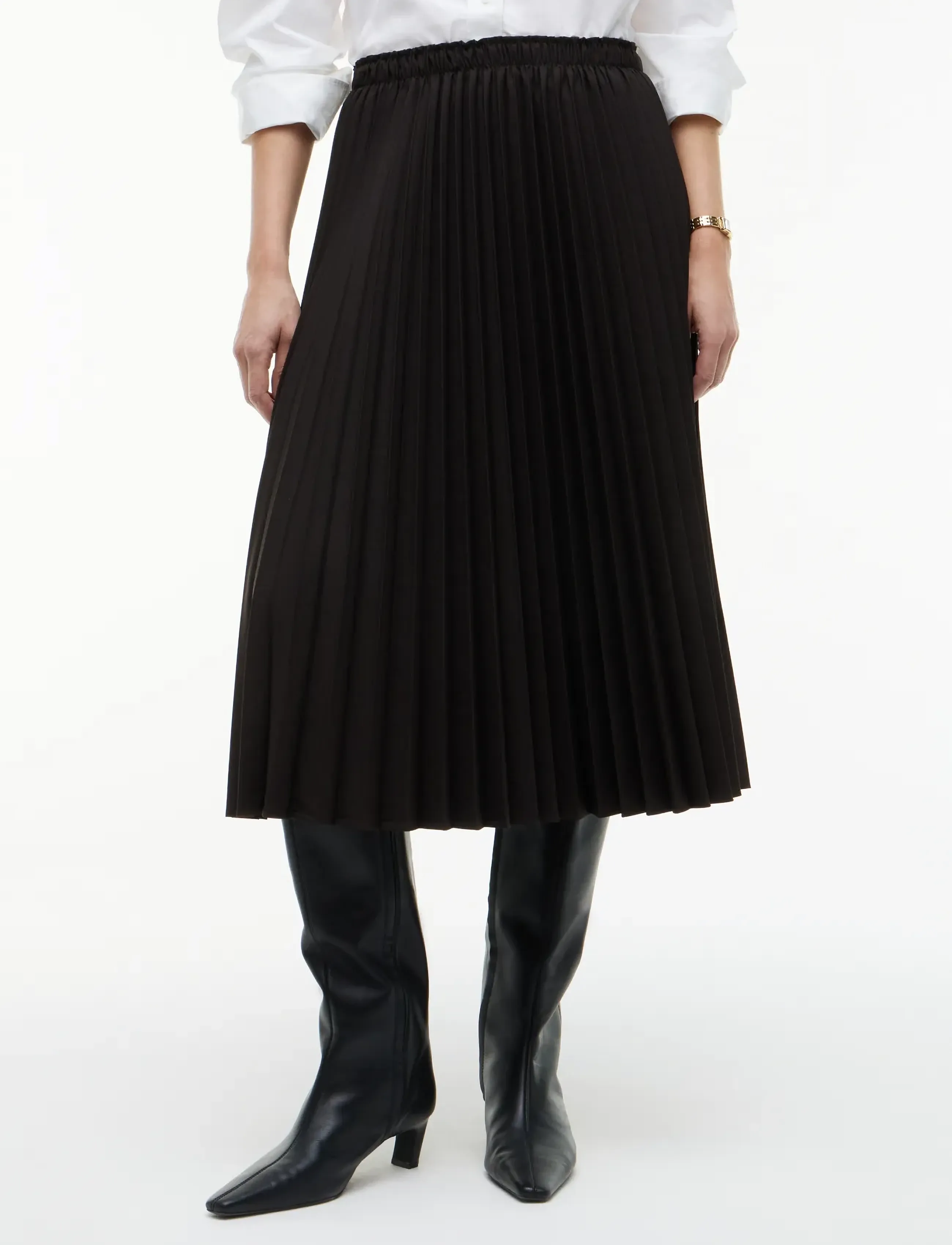 Tommy Hilfiger VISCOSE ELASTIC PLEAT MIDI SKIRT - Röcke - CHOCOLATE / black