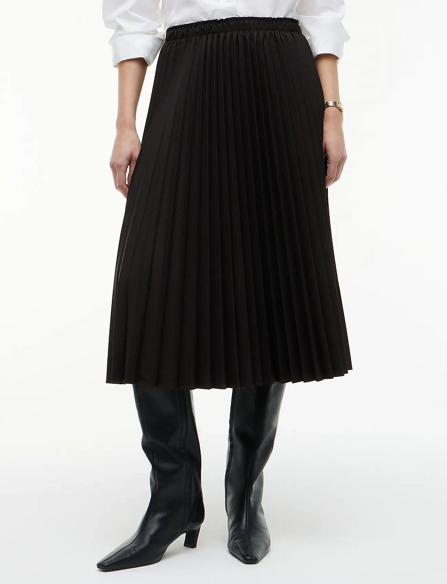 Tommy Hilfiger - VISCOSE ELASTIC PLEAT MIDI SKIRT - faltenröcke - chocolate - 0