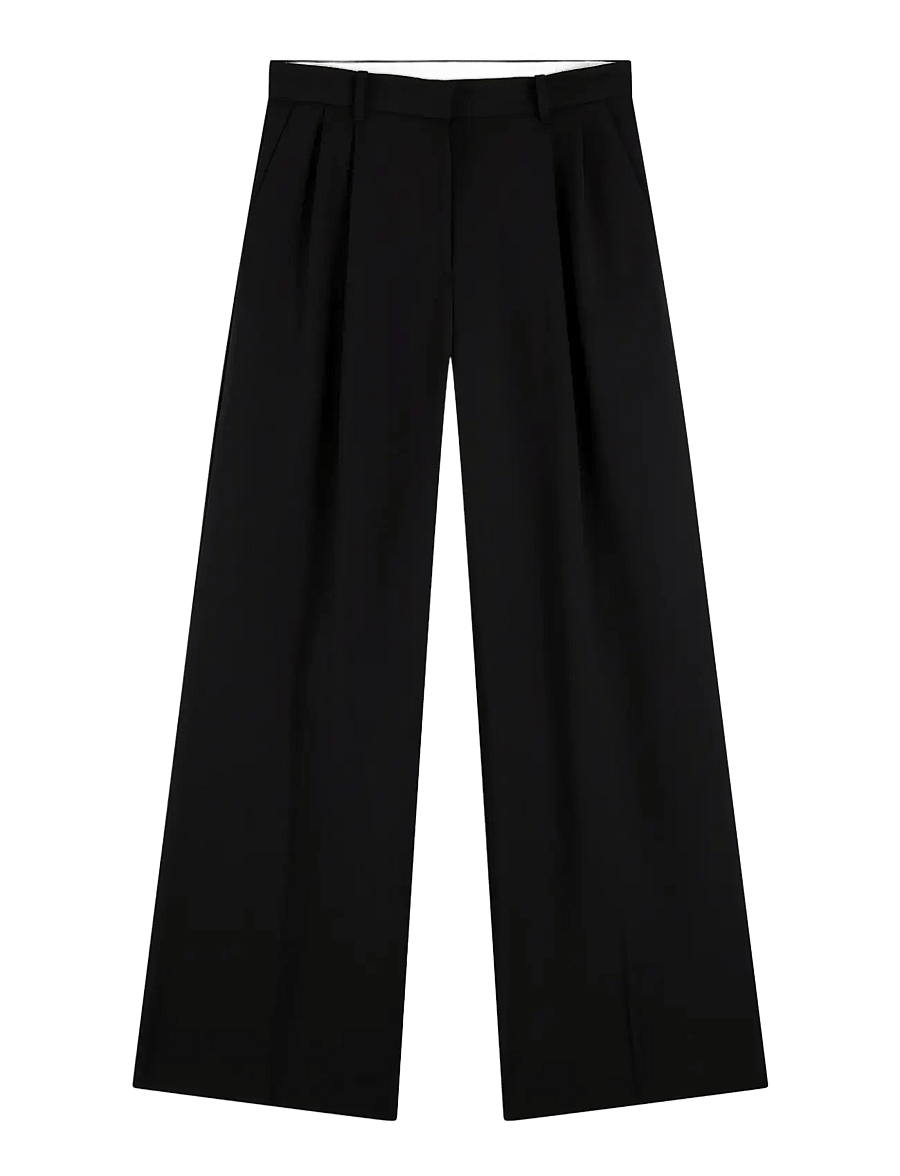 Tommy Hilfiger - TIMELESS WOOL WIDE LEG - anzugshosen - black - 1