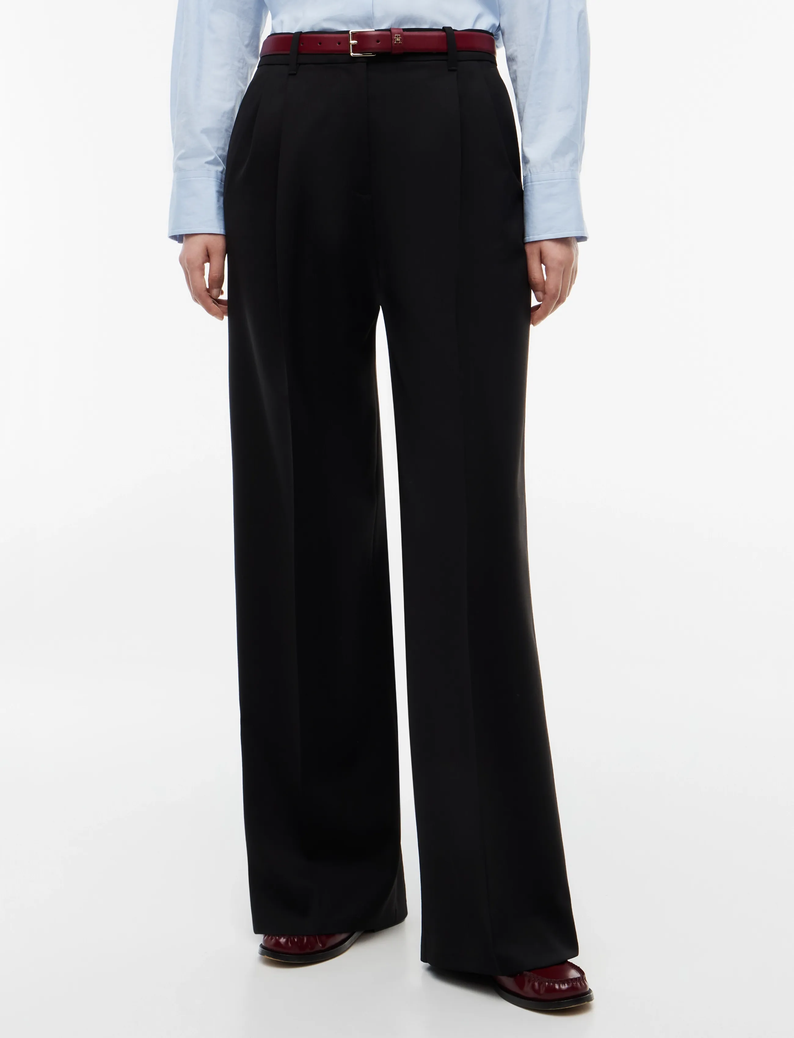 Tommy Hilfiger TIMELESS WOOL WIDE LEG - Inspiration - BLACK / black