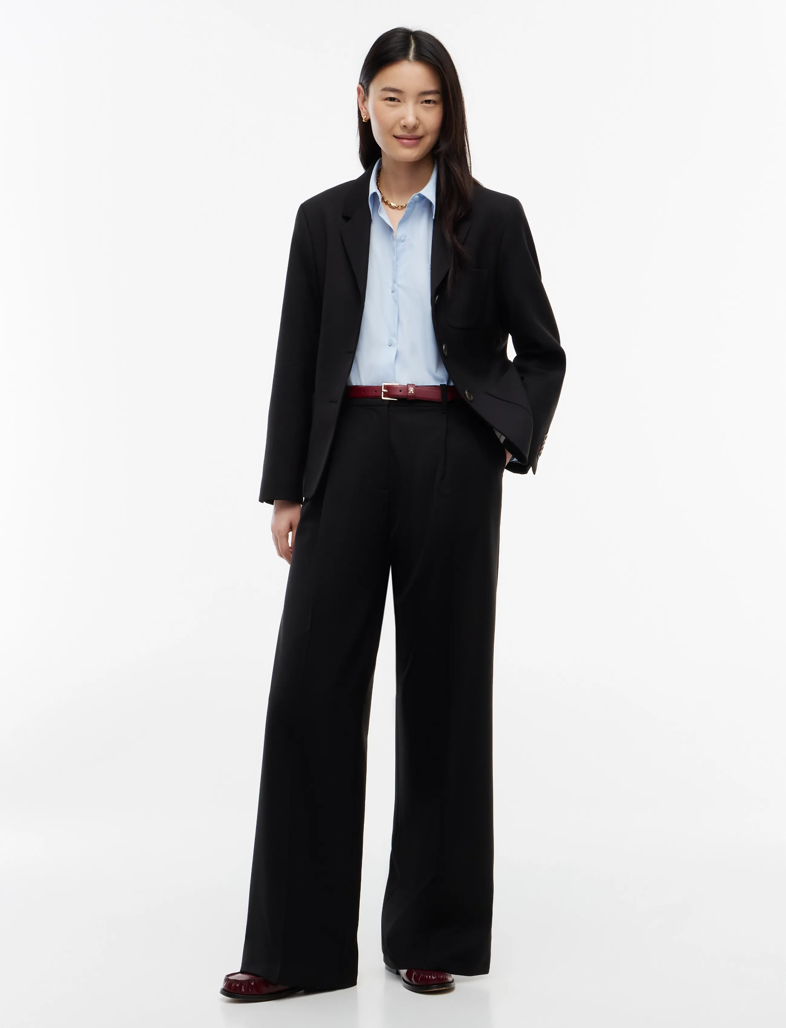 Tommy Hilfiger - TIMELESS WOOL WIDE LEG - anzugshosen - black - 3