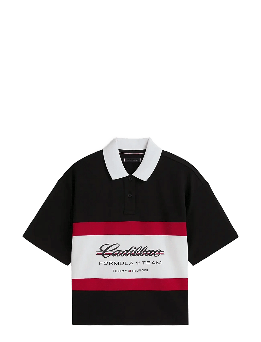 Tommy Hilfiger - TH X CF1 BOXY SCRIPT POLO - poloshirts - black - 1