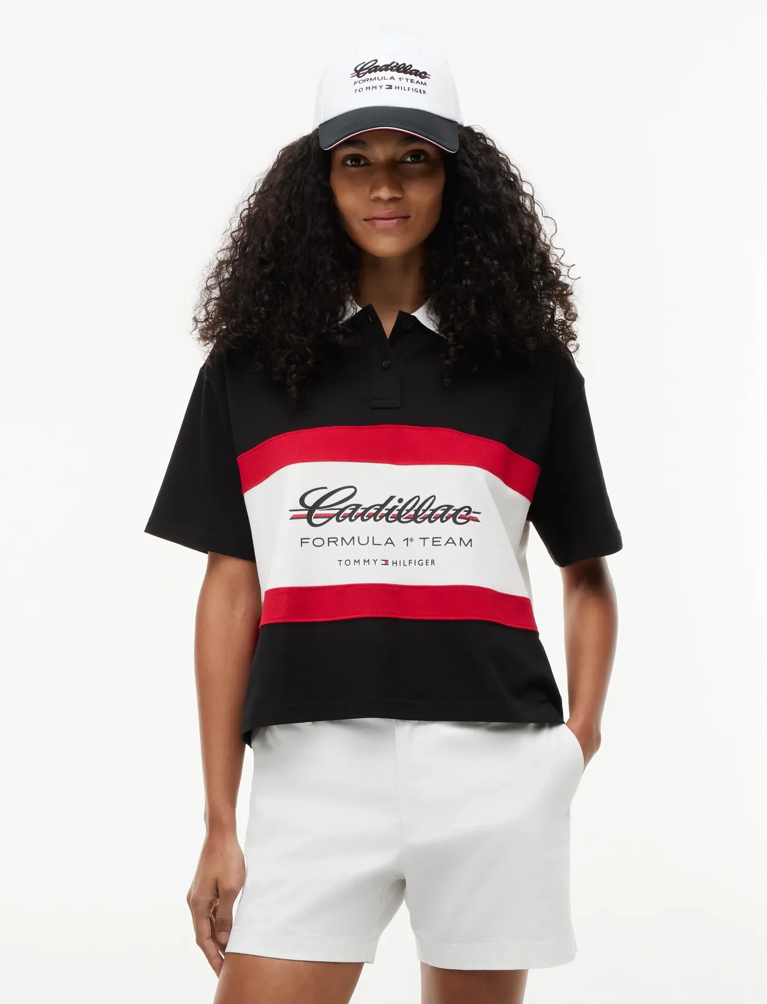 Tommy Hilfiger TH X CF1 BOXY SCRIPT POLO - Tommy Hilfiger - BLACK / black
