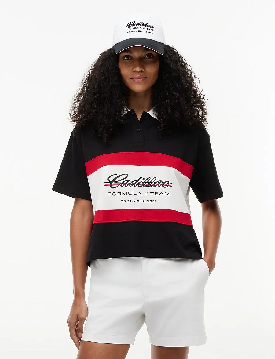 Tommy Hilfiger - TH X CF1 BOXY SCRIPT POLO - poloshirts - black - 0