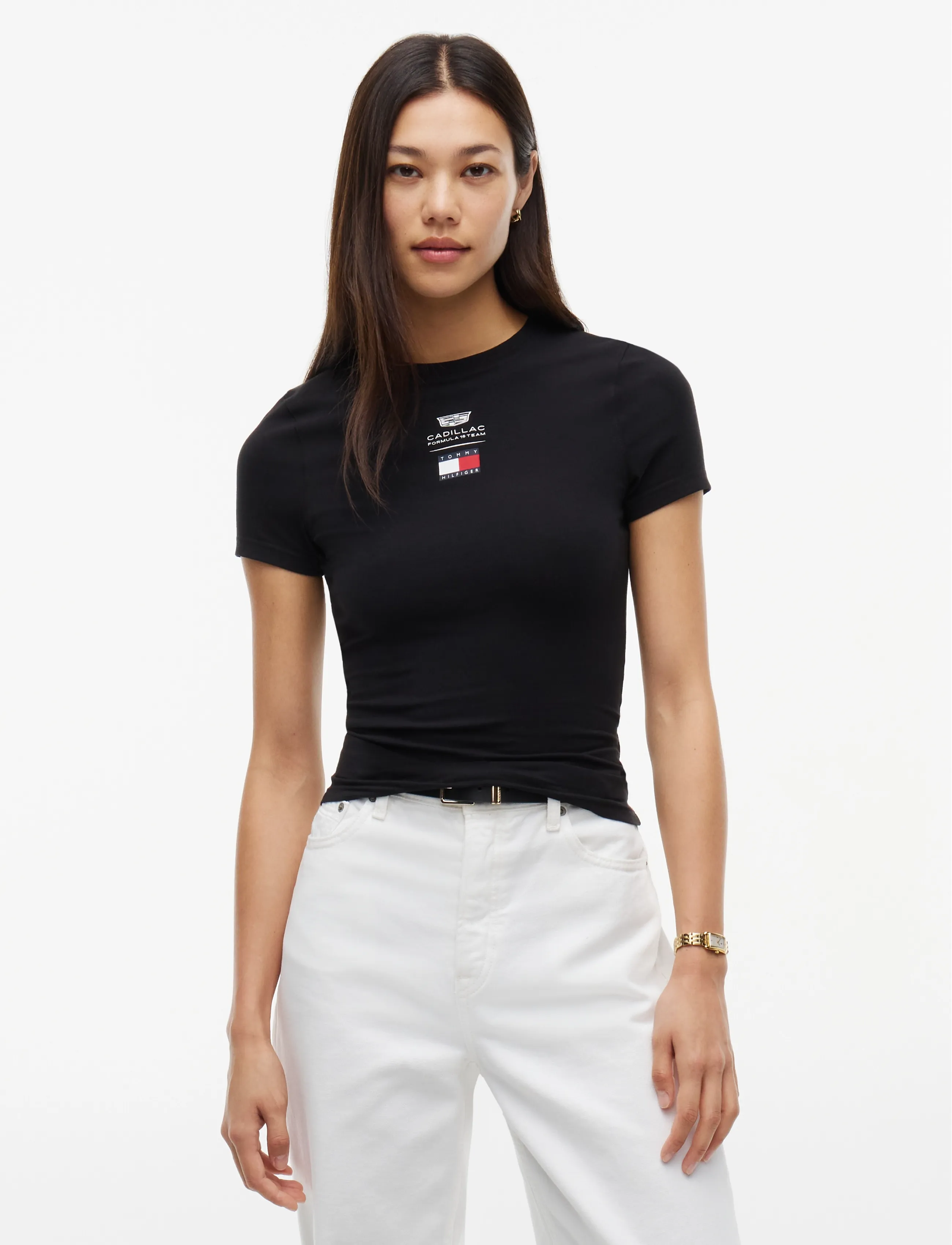 Tommy Hilfiger TH X CF1 LOGO FITTED TEE - Tommy Hilfiger - BLACK / black