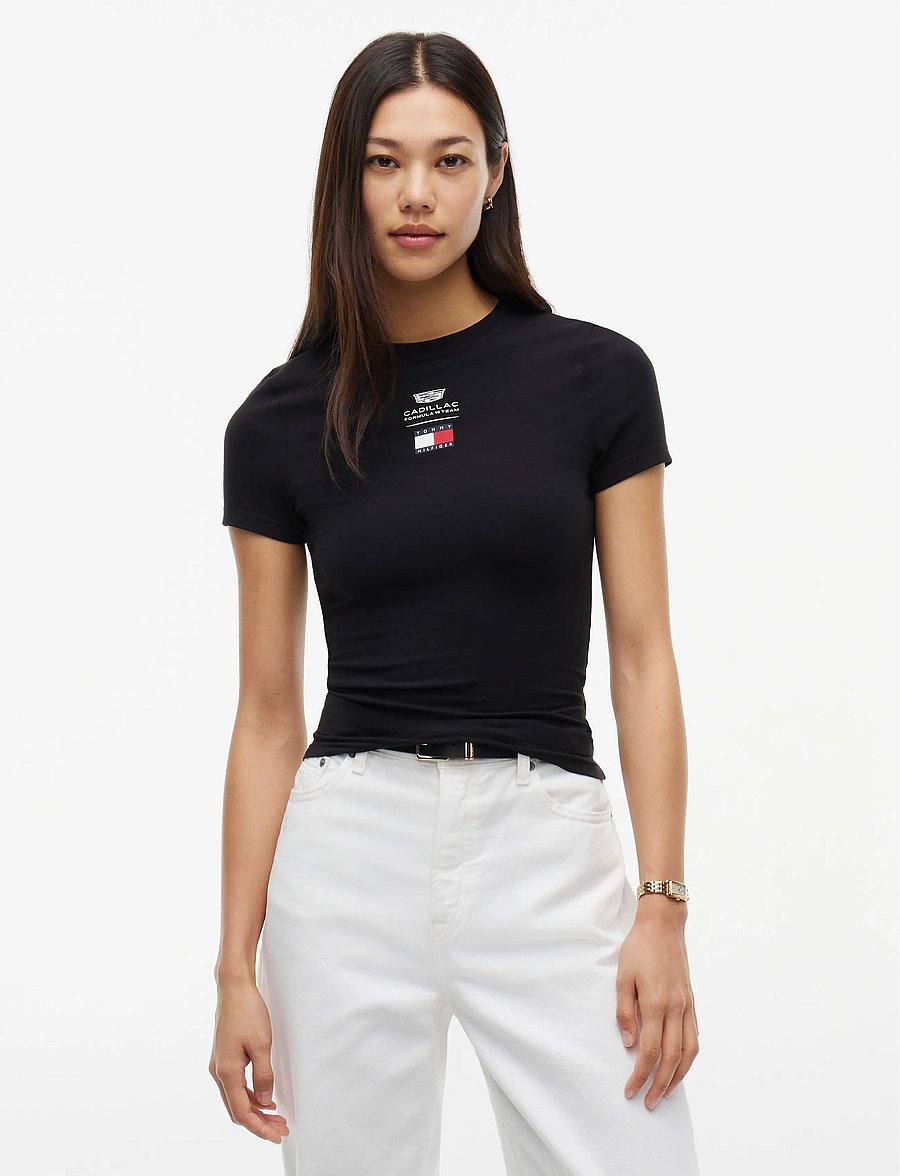 Tommy Hilfiger - TH X CF1 LOGO FITTED TEE - t-shirts - black - 0
