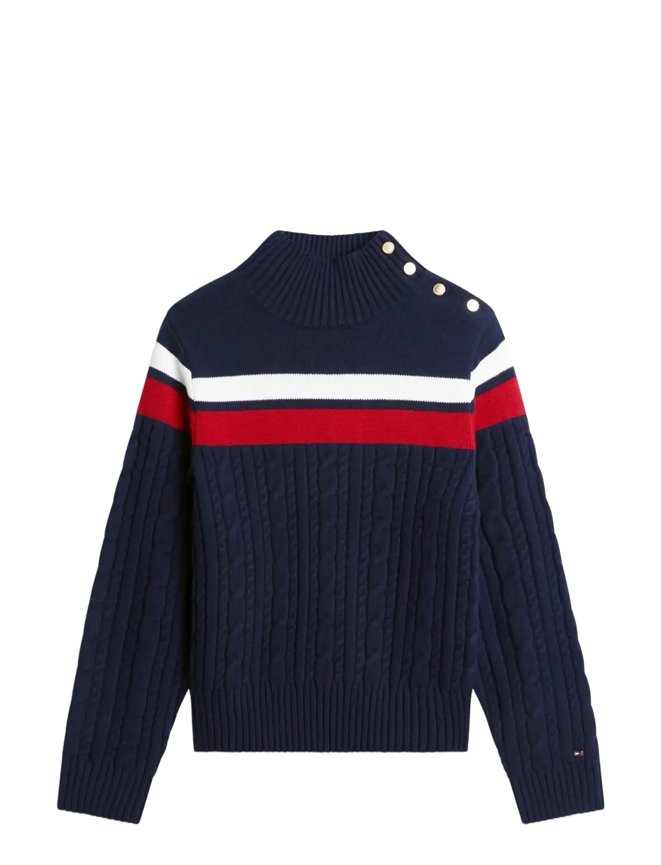 Tommy Hilfiger PLACED CABLE C-NK SWT - Pullover - DARK BLUE / navy