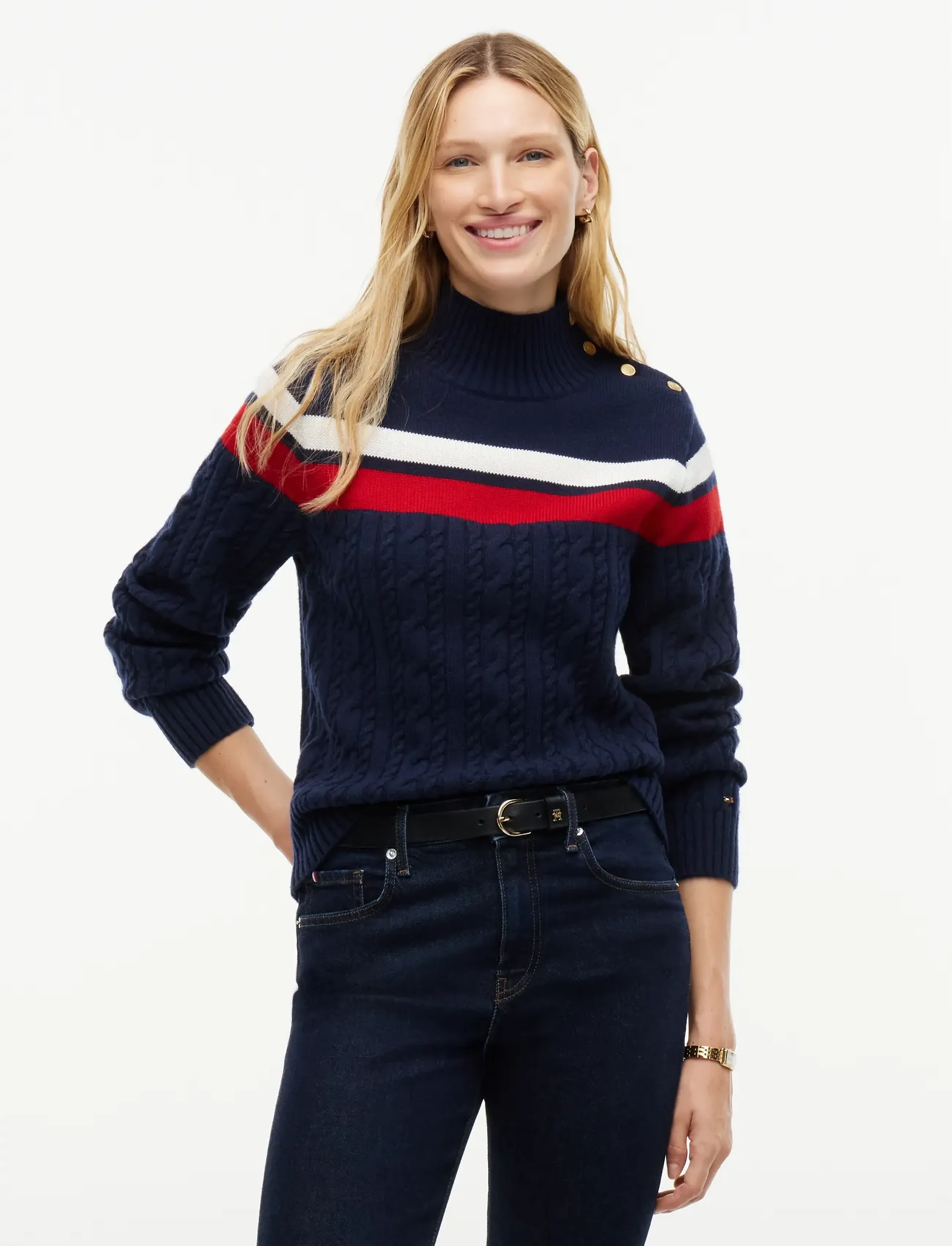 Tommy Hilfiger - PLACED CABLE C-NK SWT - dark blue - 0