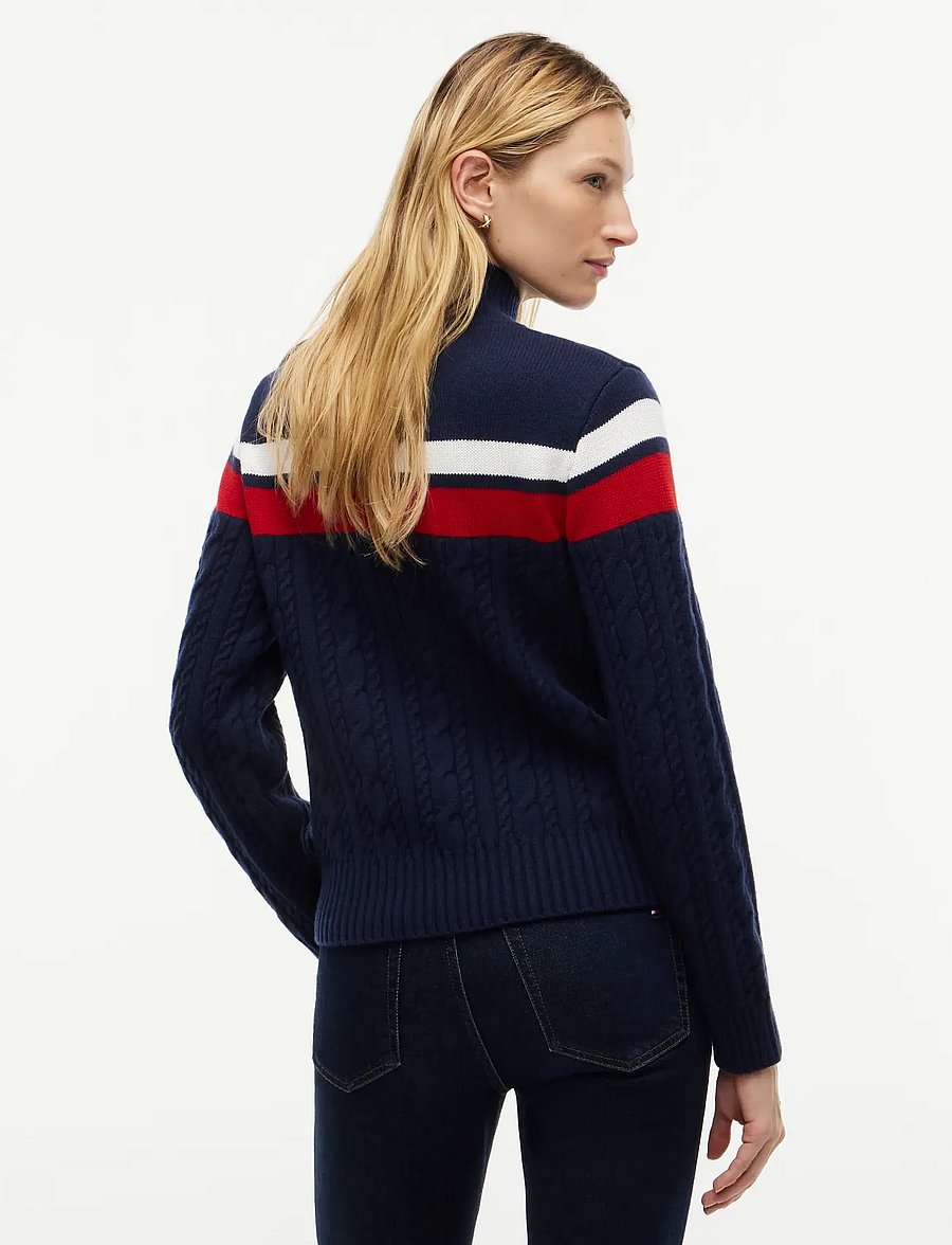 Tommy Hilfiger - PLACED CABLE C-NK SWT - striktrøjer - dark blue - 2