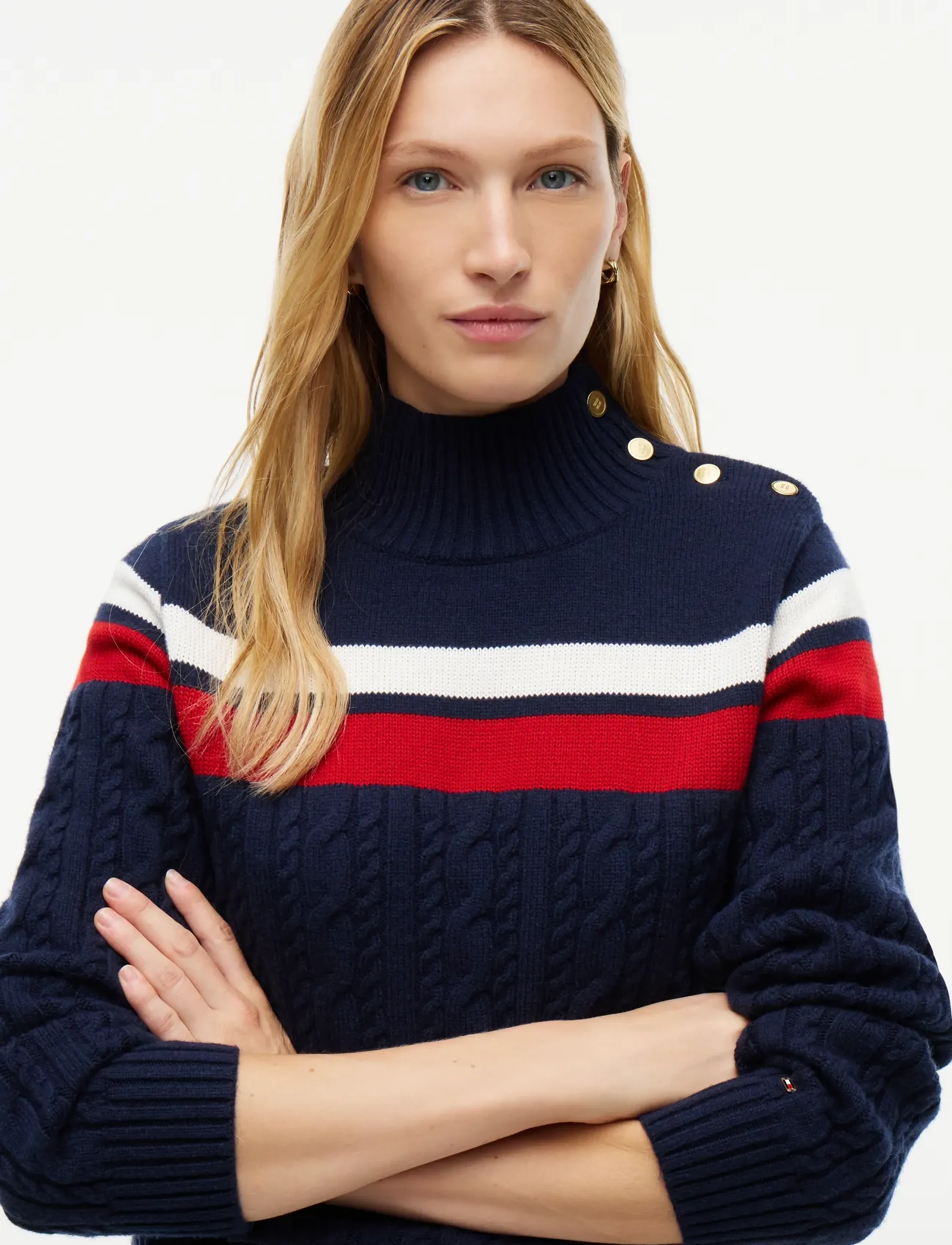 Tommy Hilfiger - PLACED CABLE C-NK SWT - dark blue - 3