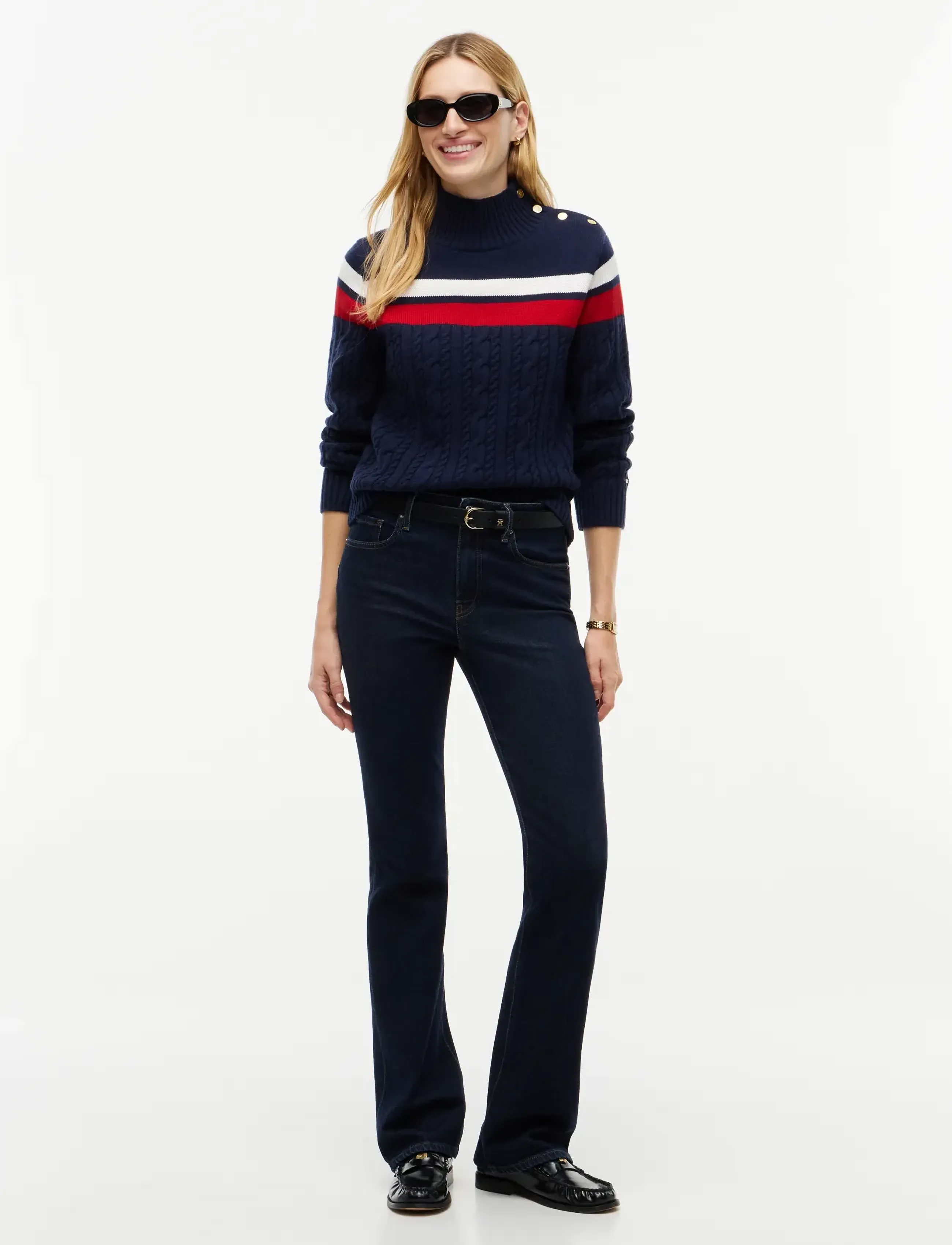 Tommy Hilfiger - PLACED CABLE C-NK SWT - dark blue - 4